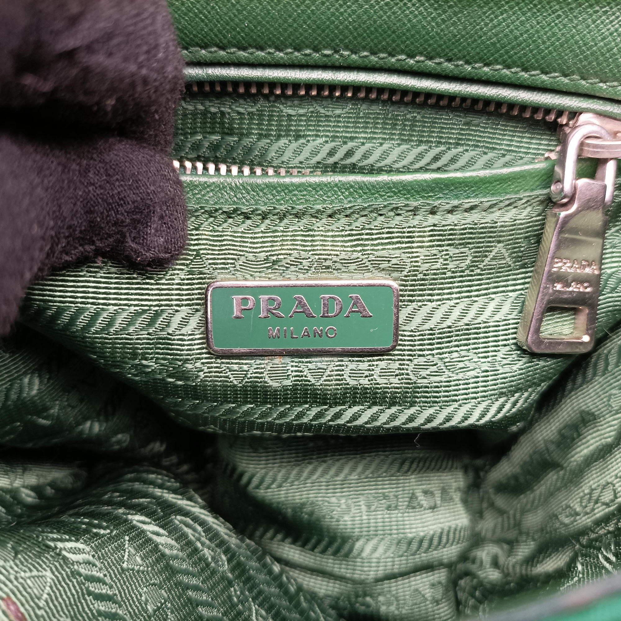 Pre-owned Prada Tessuto Nylon Quilted Impuntu Flap Green nylon  shoulderbag | stylenewstar
