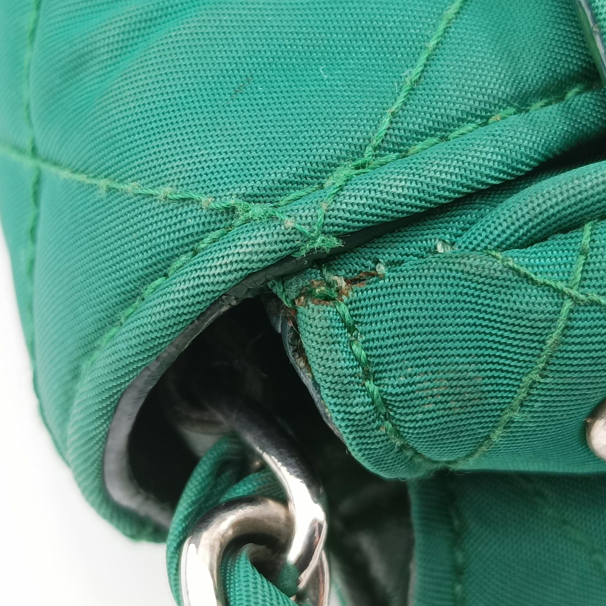 Pre-owned Prada Tessuto Nylon Quilted Impuntu Flap Green nylon  shoulderbag | stylenewstar