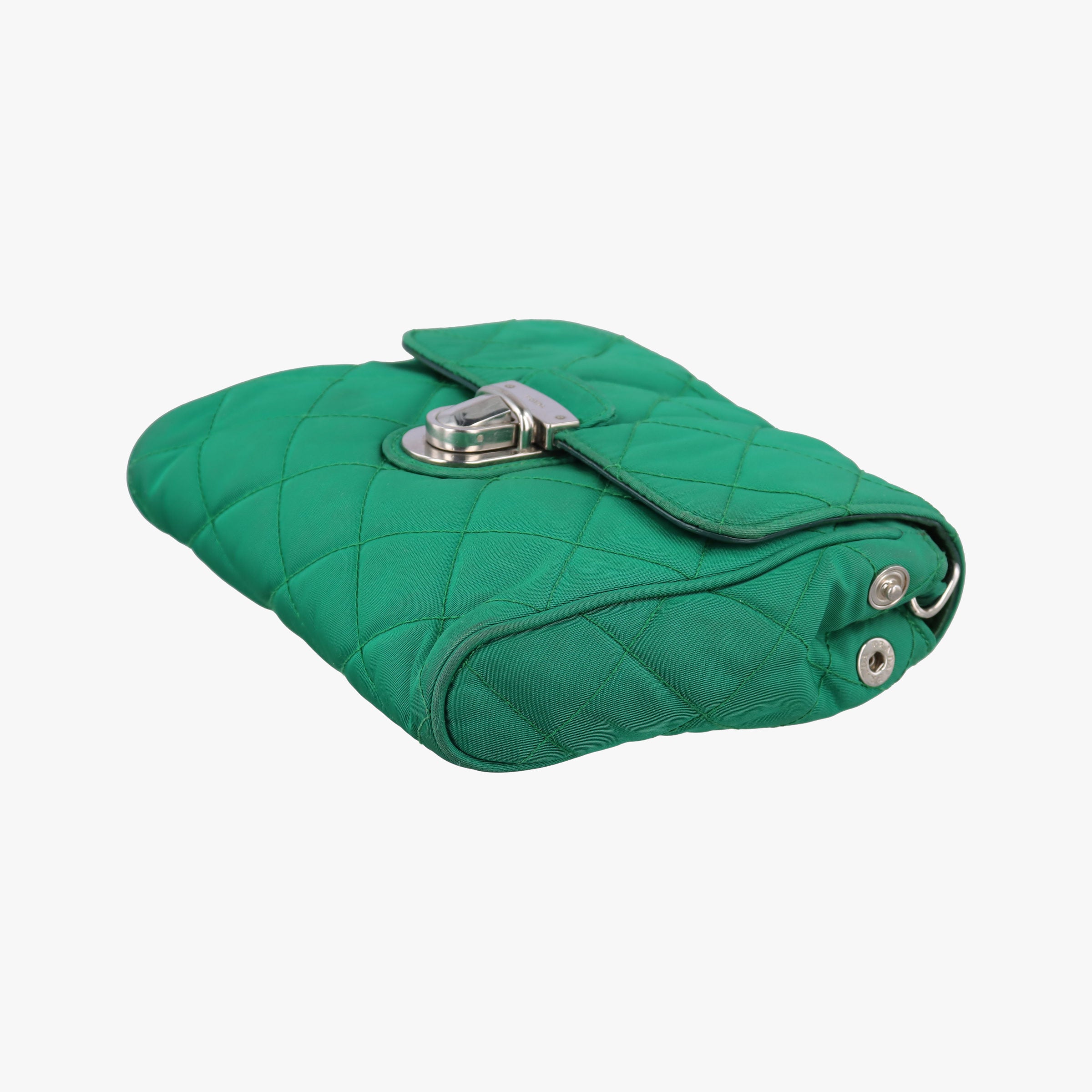 Pre-owned Prada Tessuto Nylon Quilted Impuntu Flap Green nylon  shoulderbag | stylenewstar