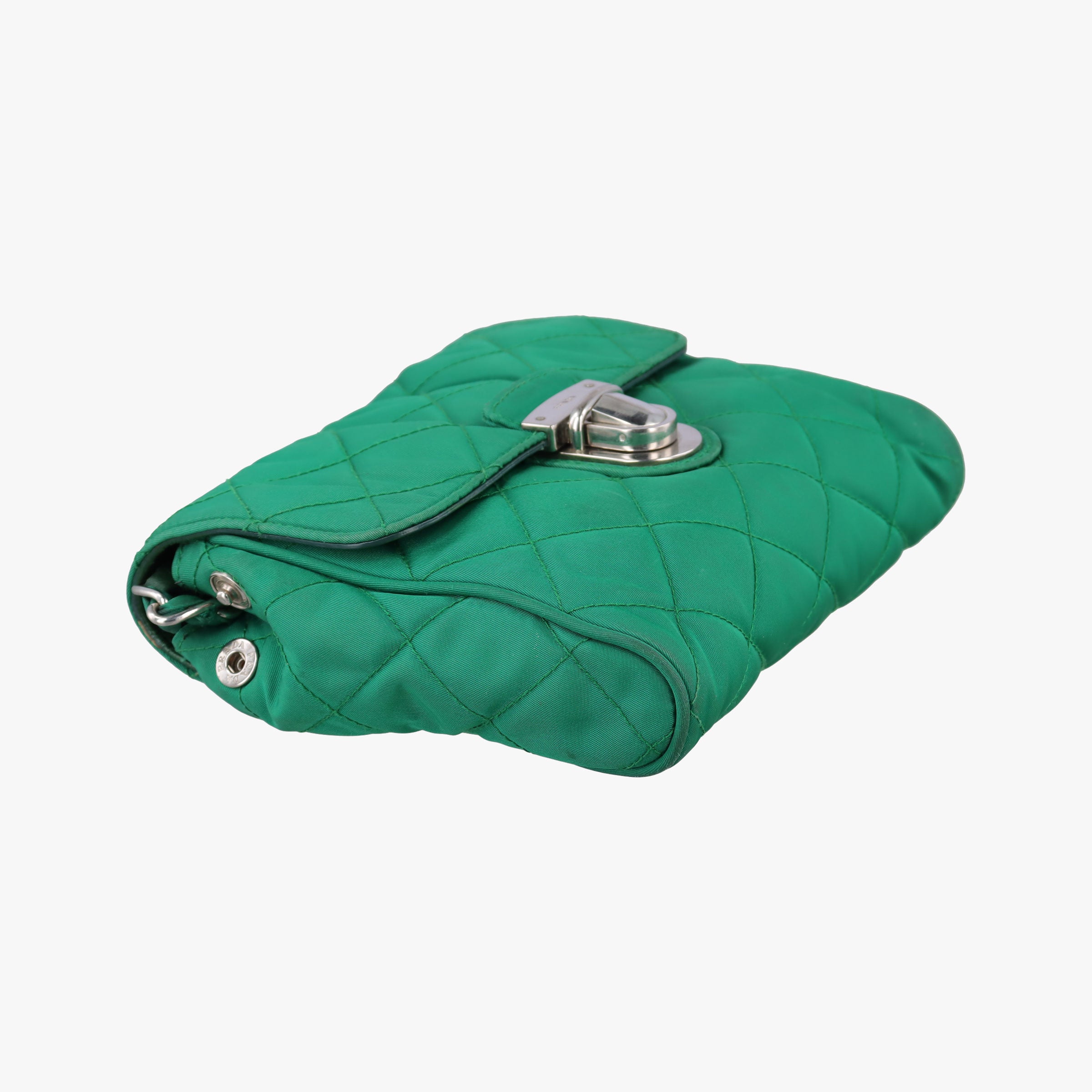 Pre-owned Prada Tessuto Nylon Quilted Impuntu Flap Green nylon  shoulderbag | stylenewstar