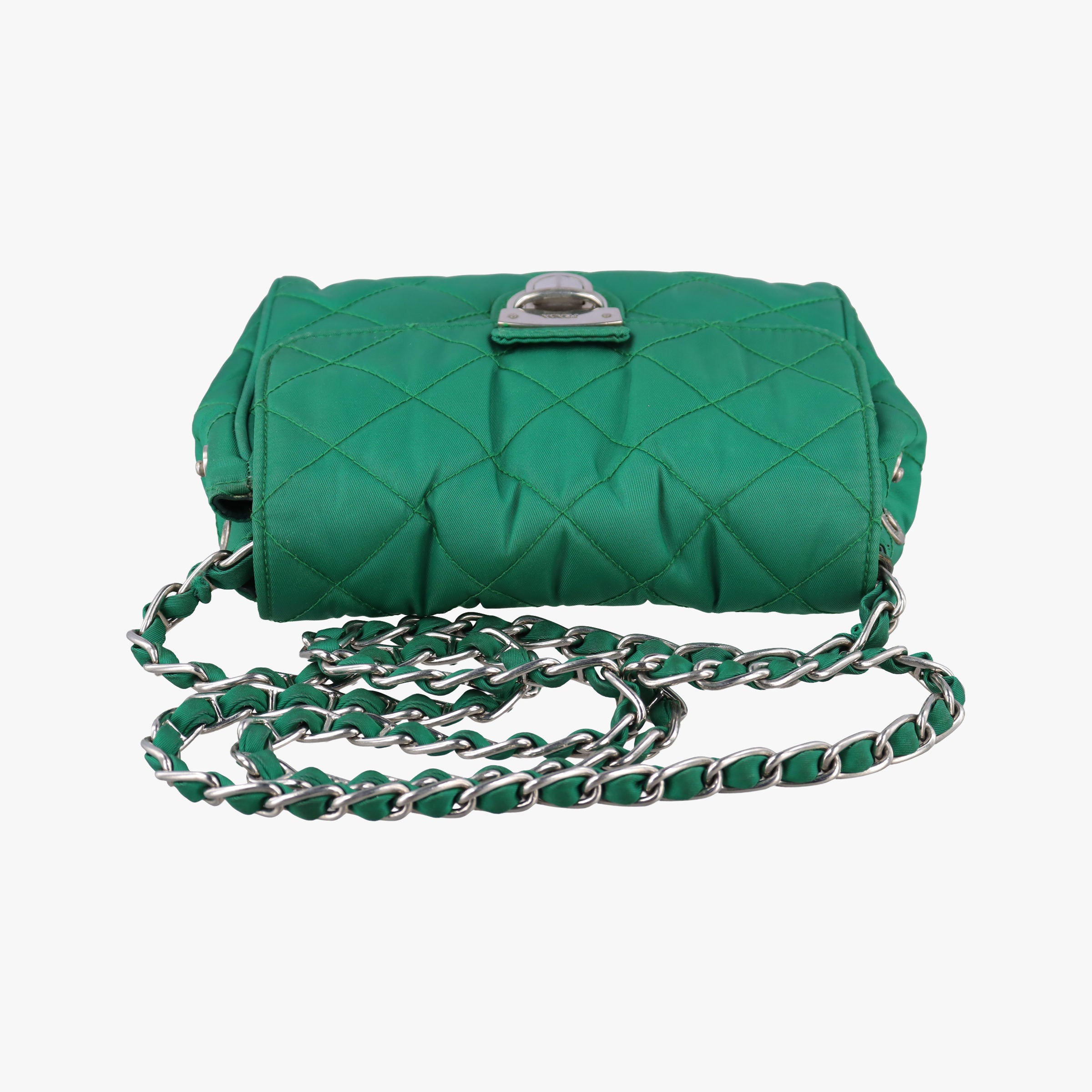 Pre-owned Prada Tessuto Nylon Quilted Impuntu Flap Green nylon  shoulderbag | stylenewstar