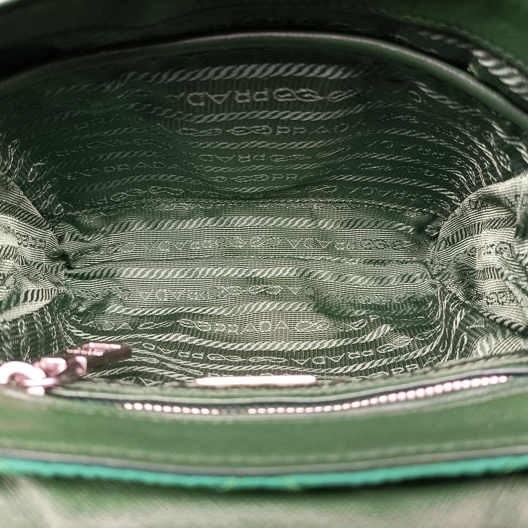 Pre-owned Prada Tessuto Nylon Quilted Impuntu Flap Green nylon  shoulderbag | stylenewstar