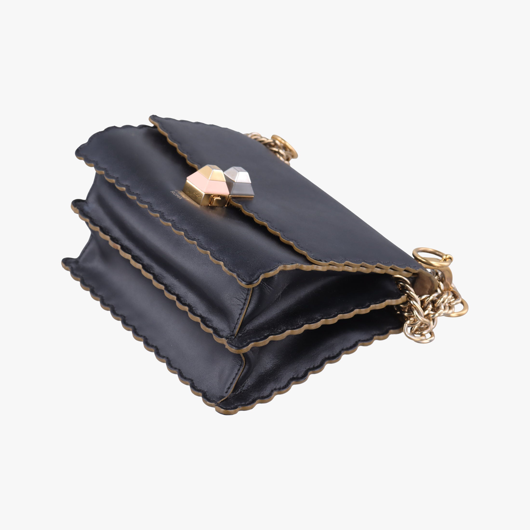 Secondhand Fendi studded Kan I Black Leather 8M0381 shoulderbag | stylenewstar