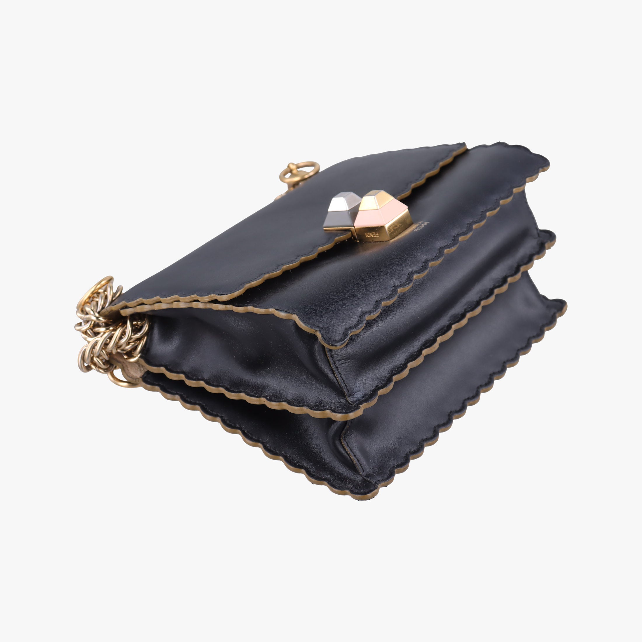Secondhand Fendi studded Kan I Black Leather 8M0381 shoulderbag | stylenewstar