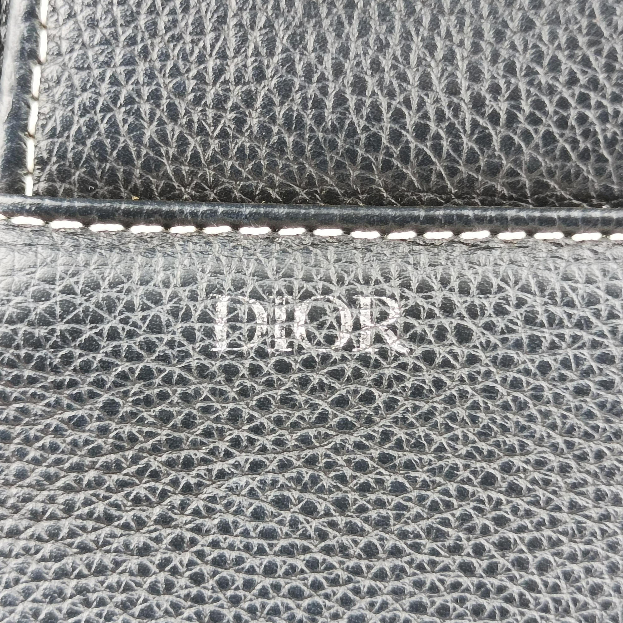 Pre-owned Christian Dior saddle bee Black Leather  crossbodybag | stylenewstar