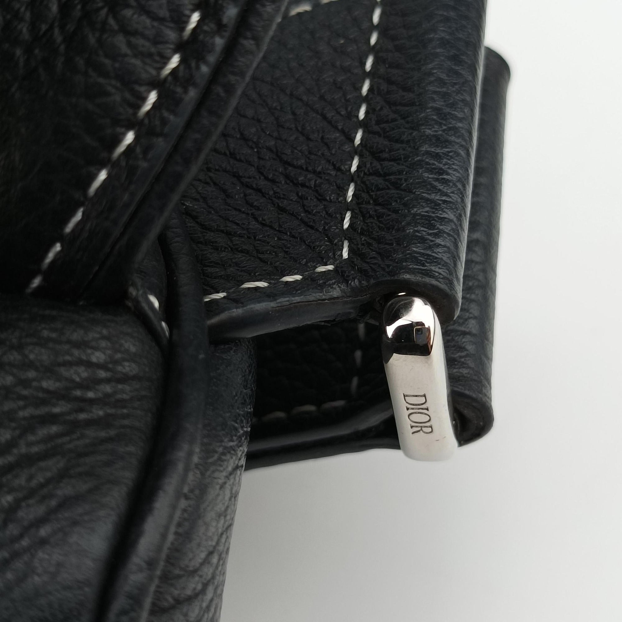 Pre-owned Christian Dior saddle bee Black Leather  crossbodybag | stylenewstar