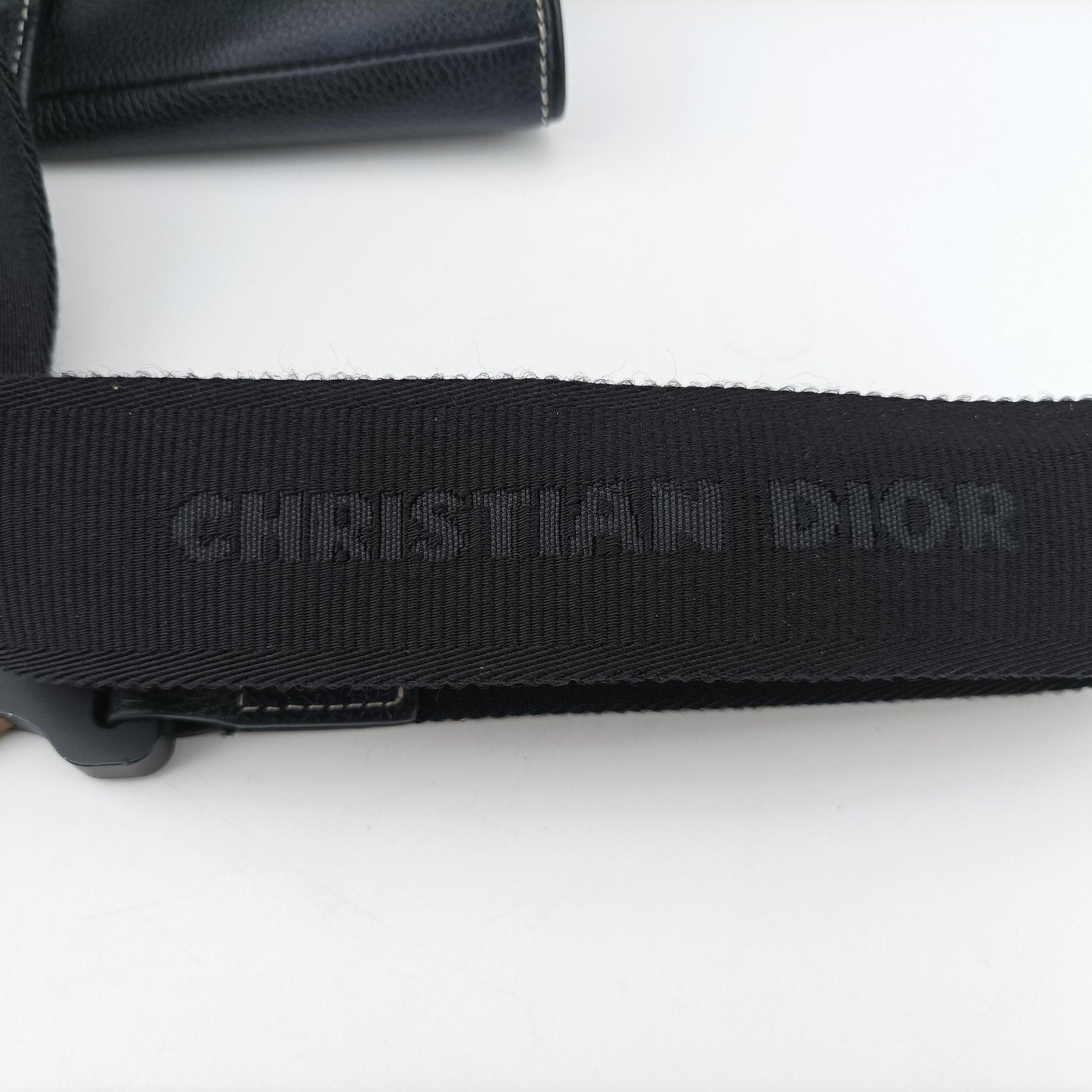 Pre-owned Christian Dior saddle bee Black Leather  crossbodybag | stylenewstar