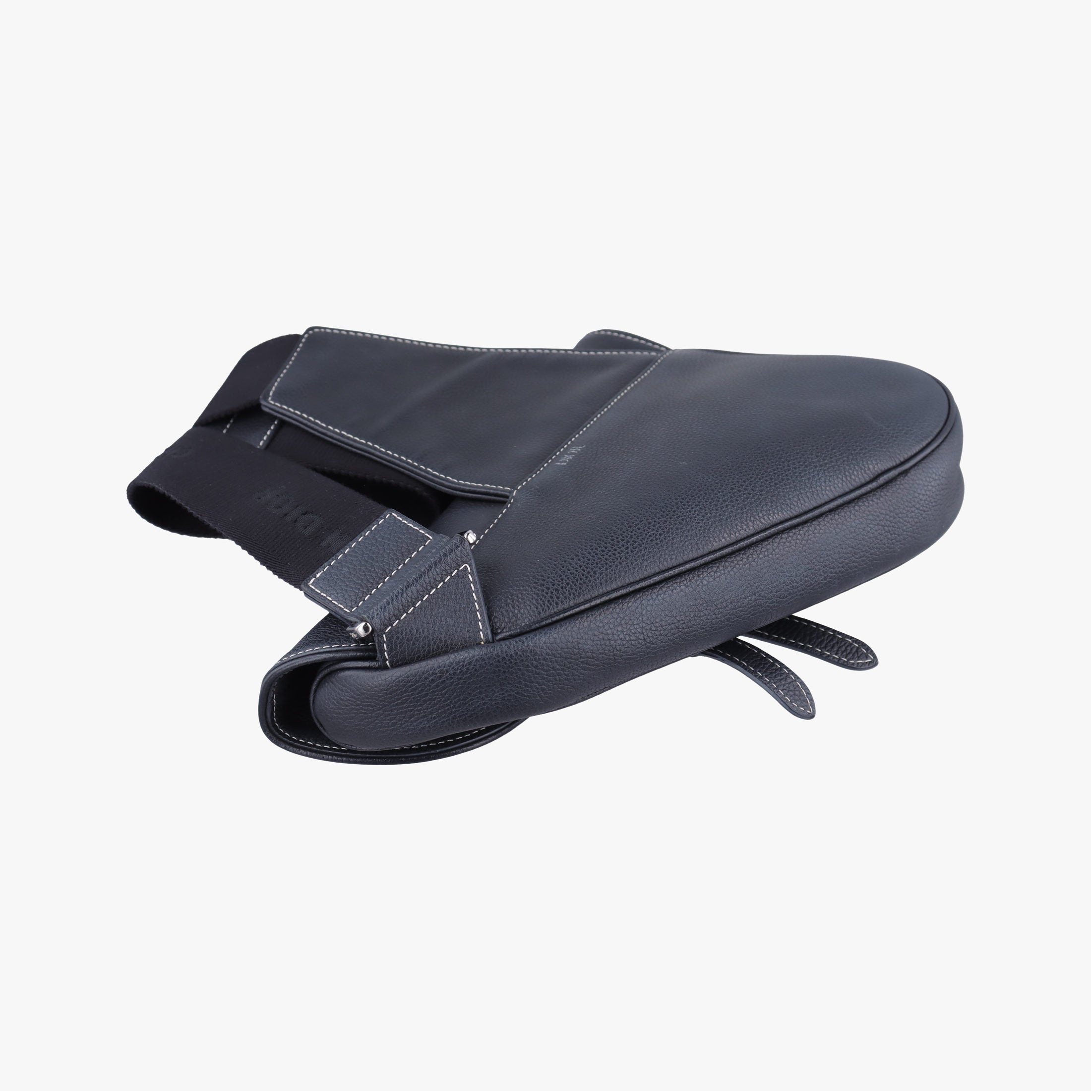 Pre-owned Christian Dior saddle bee Black Leather  crossbodybag | stylenewstar