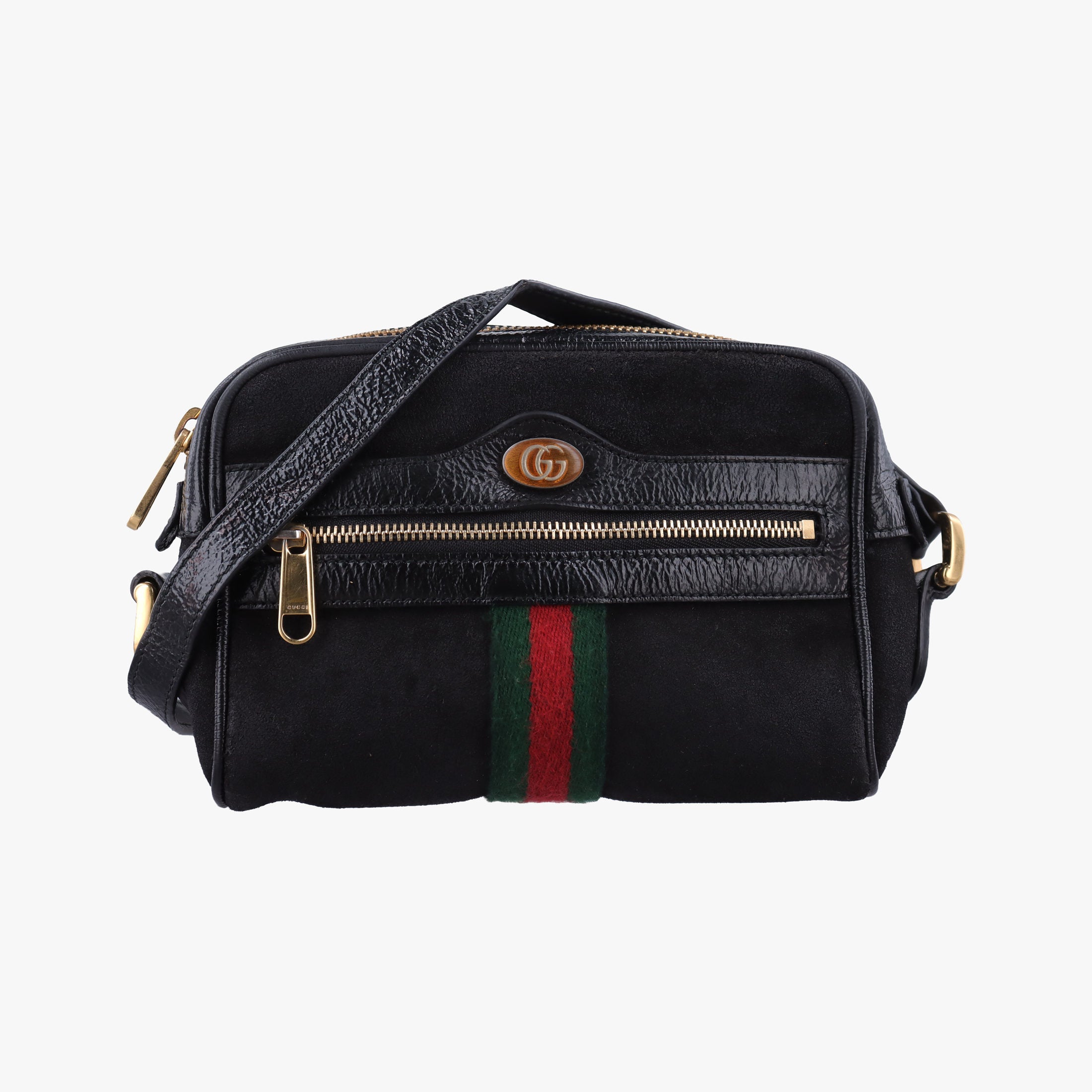 Pre-owned Gucci Ophidia Black Suede×leather 517350 shoulderbag | stylenewstar