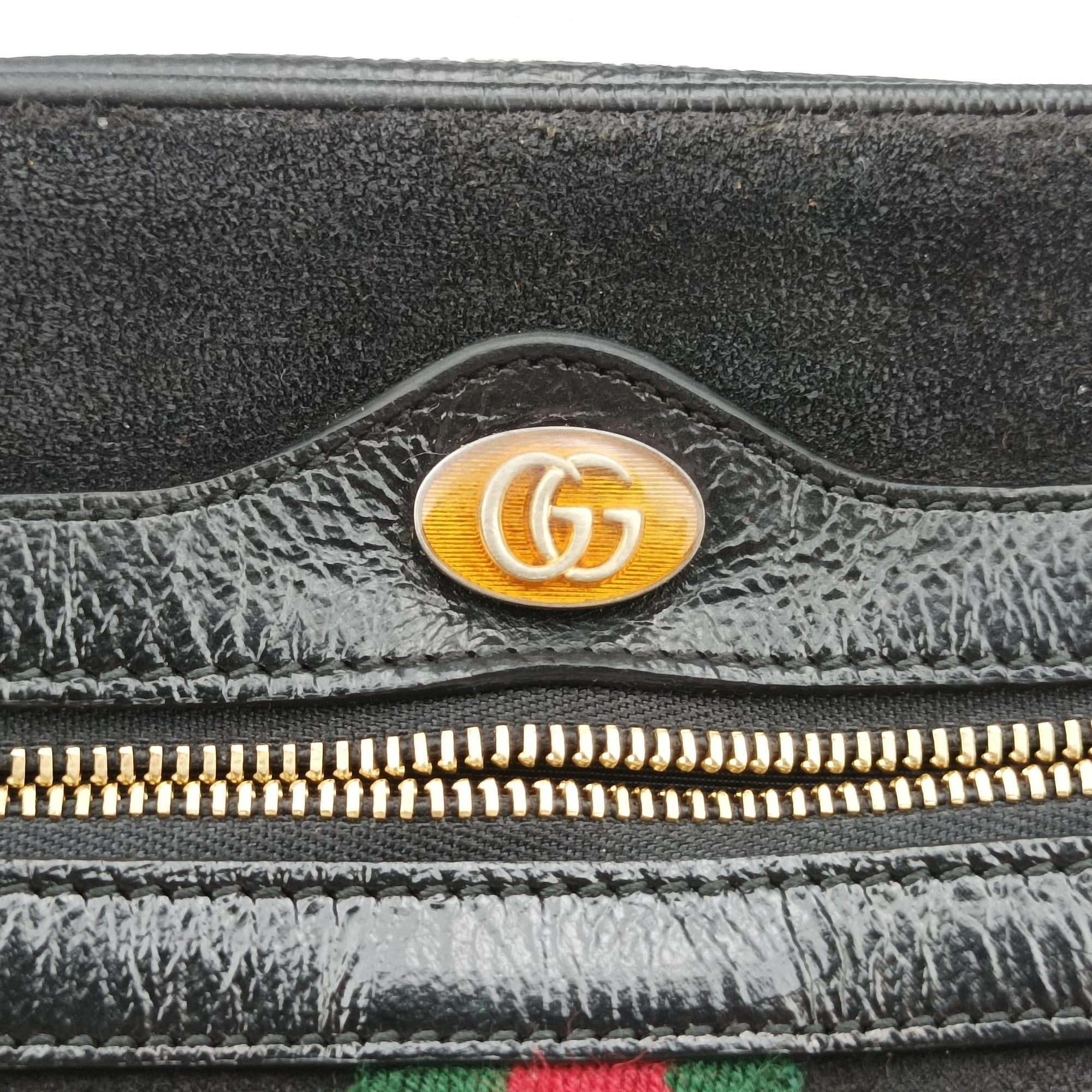 Pre-owned Gucci Ophidia Black Suede×leather 517350 shoulderbag | stylenewstar