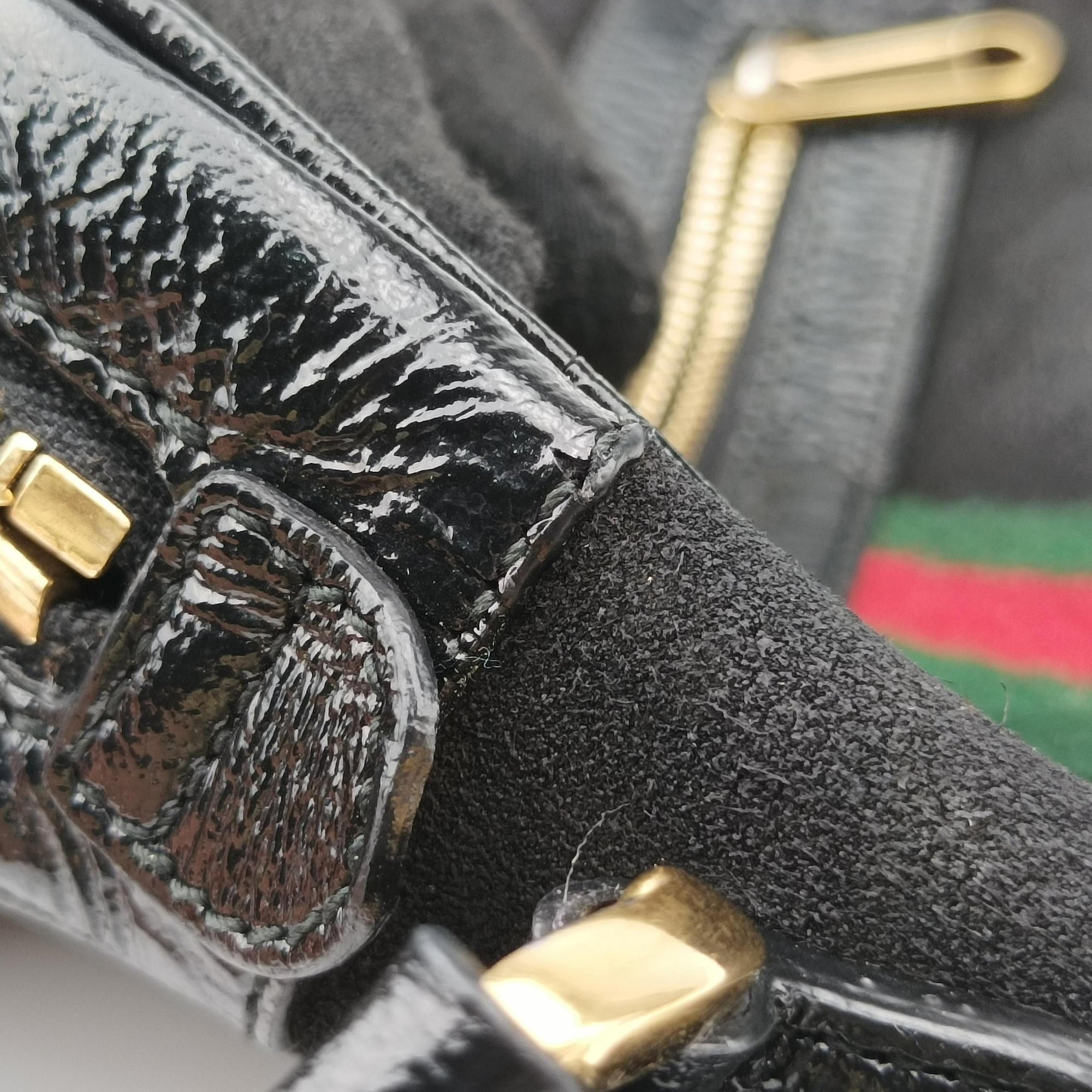 Pre-owned Gucci Ophidia Black Suede×leather 517350 shoulderbag | stylenewstar