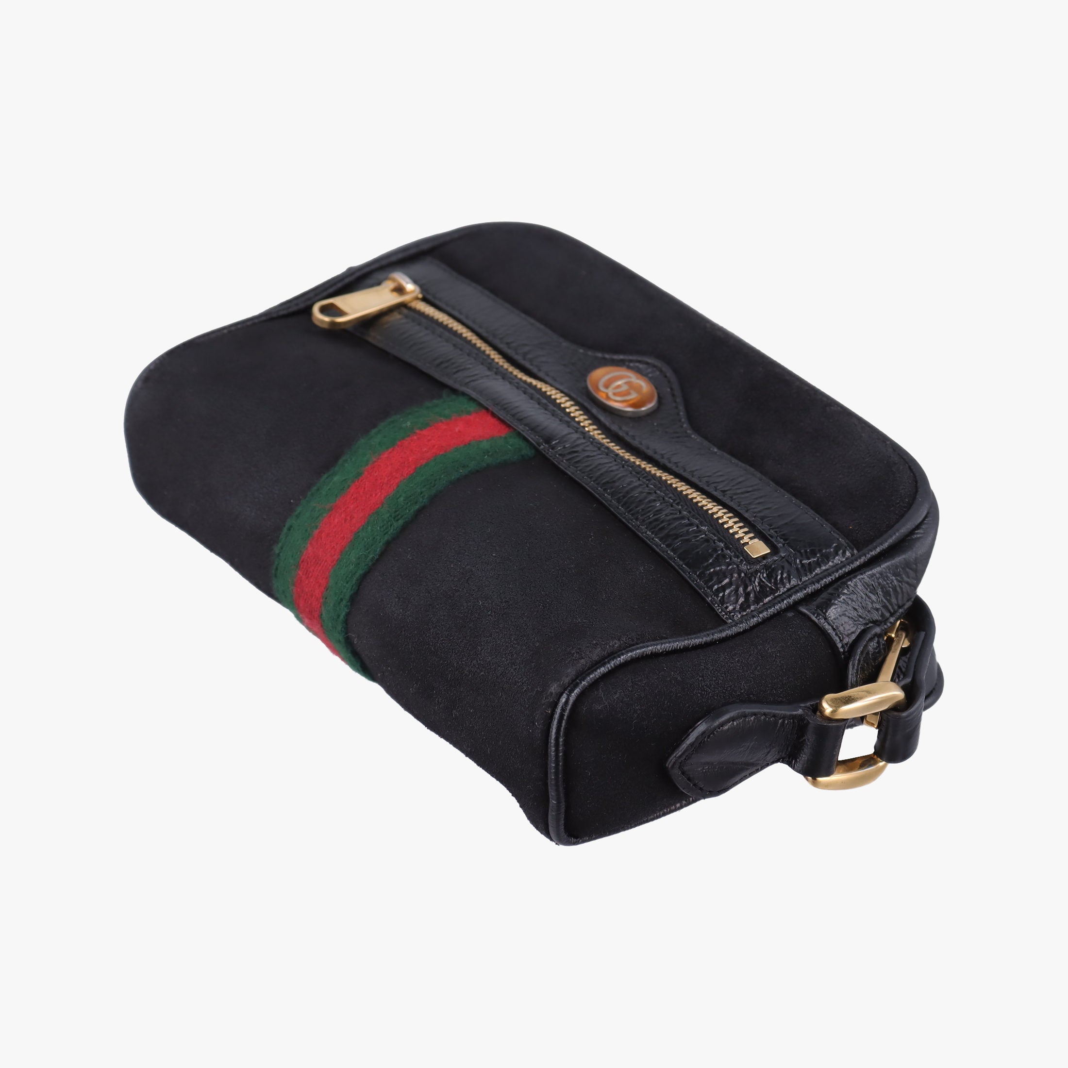 Pre-owned Gucci Ophidia Black Suede×leather 517350 shoulderbag | stylenewstar