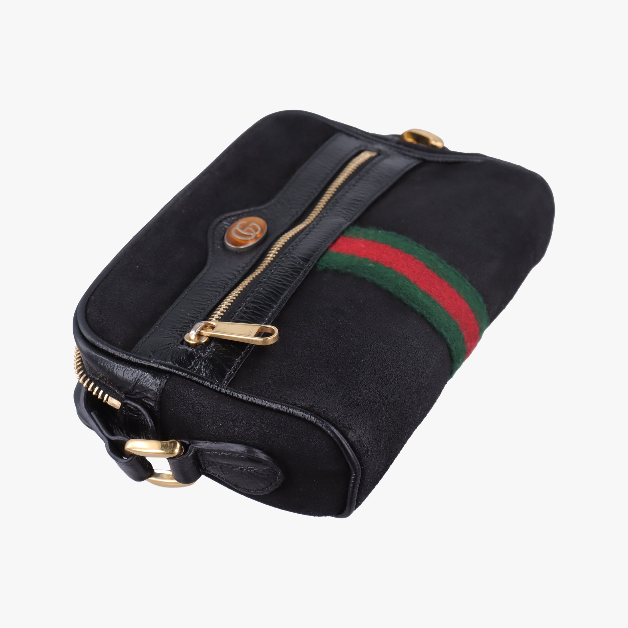 Pre-owned Gucci Ophidia Black Suede×leather 517350 shoulderbag | stylenewstar