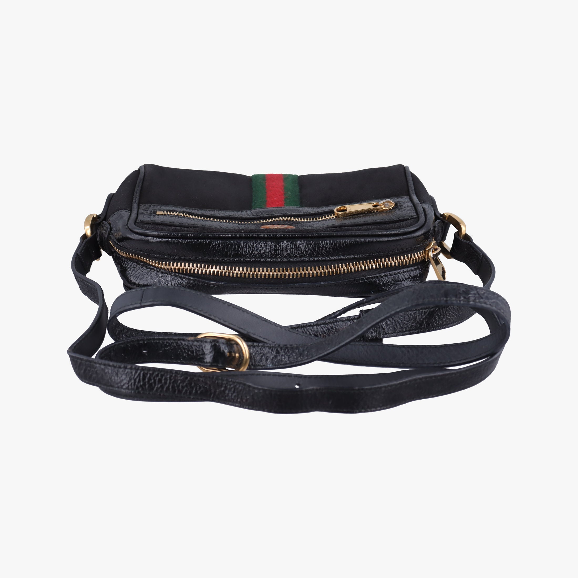 Pre-owned Gucci Ophidia Black Suede×leather 517350 shoulderbag | stylenewstar