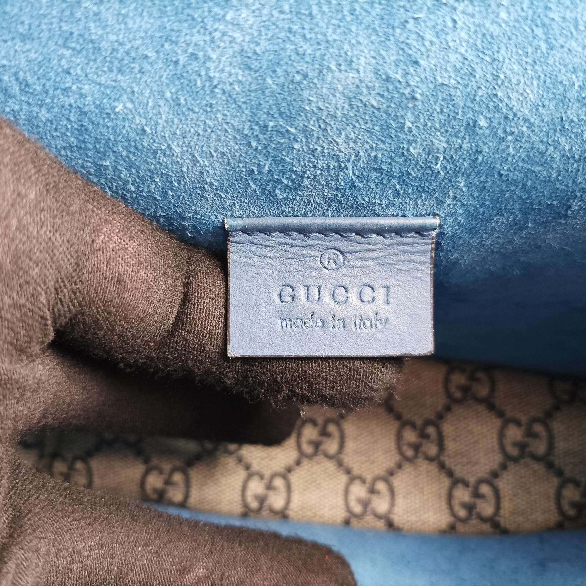 Pre-owned Gucci Dionysus Beige×blue×Multicolour PVC coated canvas × suede 421970 shoulderbag | stylenewstar