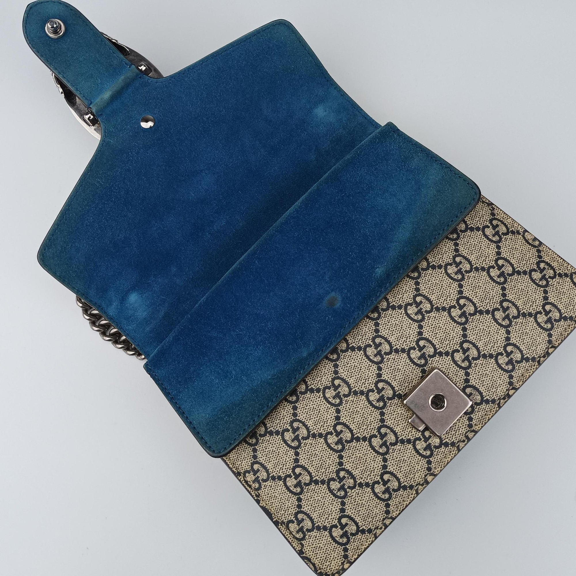 Pre-owned Gucci Dionysus Beige×blue×Multicolour PVC coated canvas × suede 421970 shoulderbag | stylenewstar