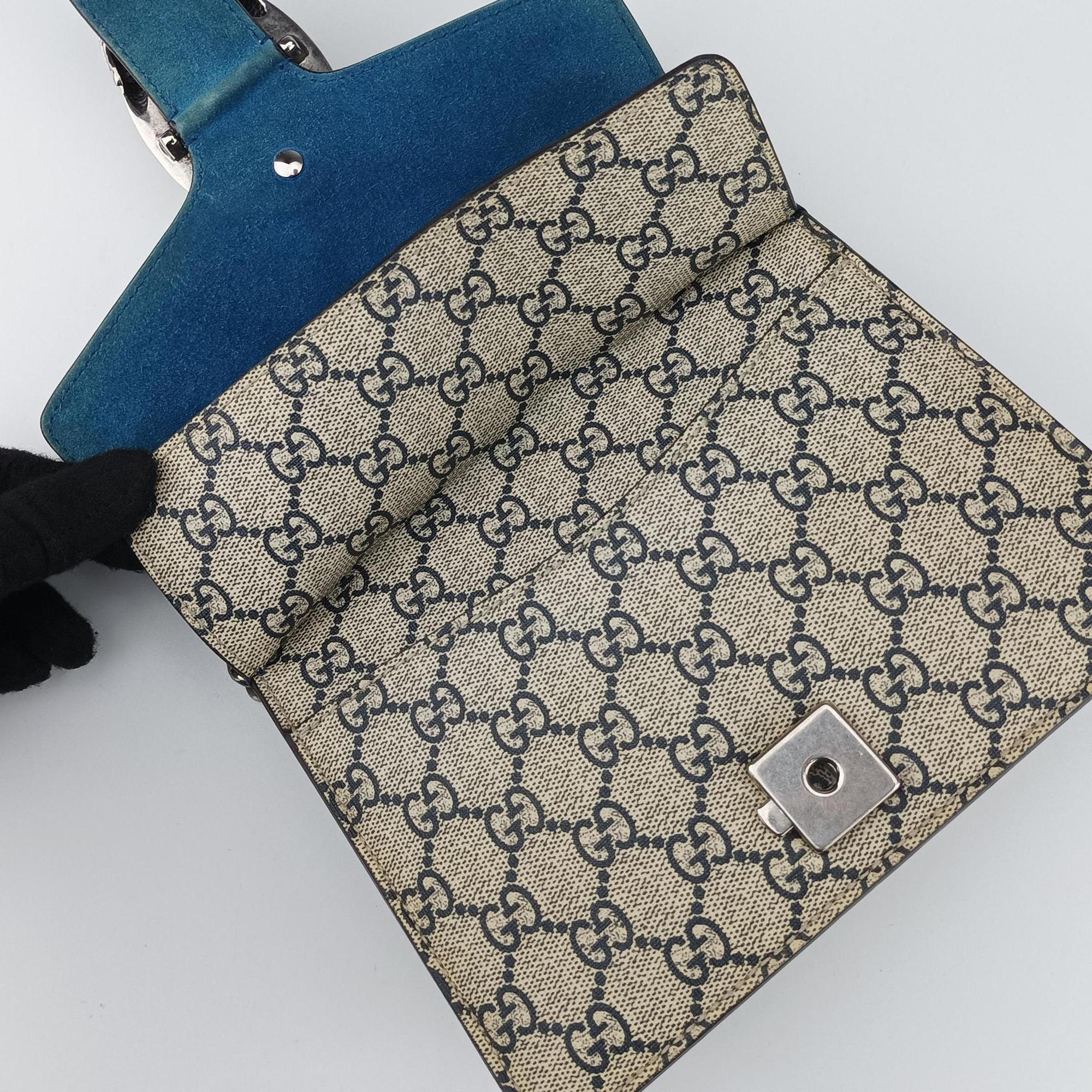 Pre-owned Gucci Dionysus Beige×blue×Multicolour PVC coated canvas × suede 421970 shoulderbag | stylenewstar