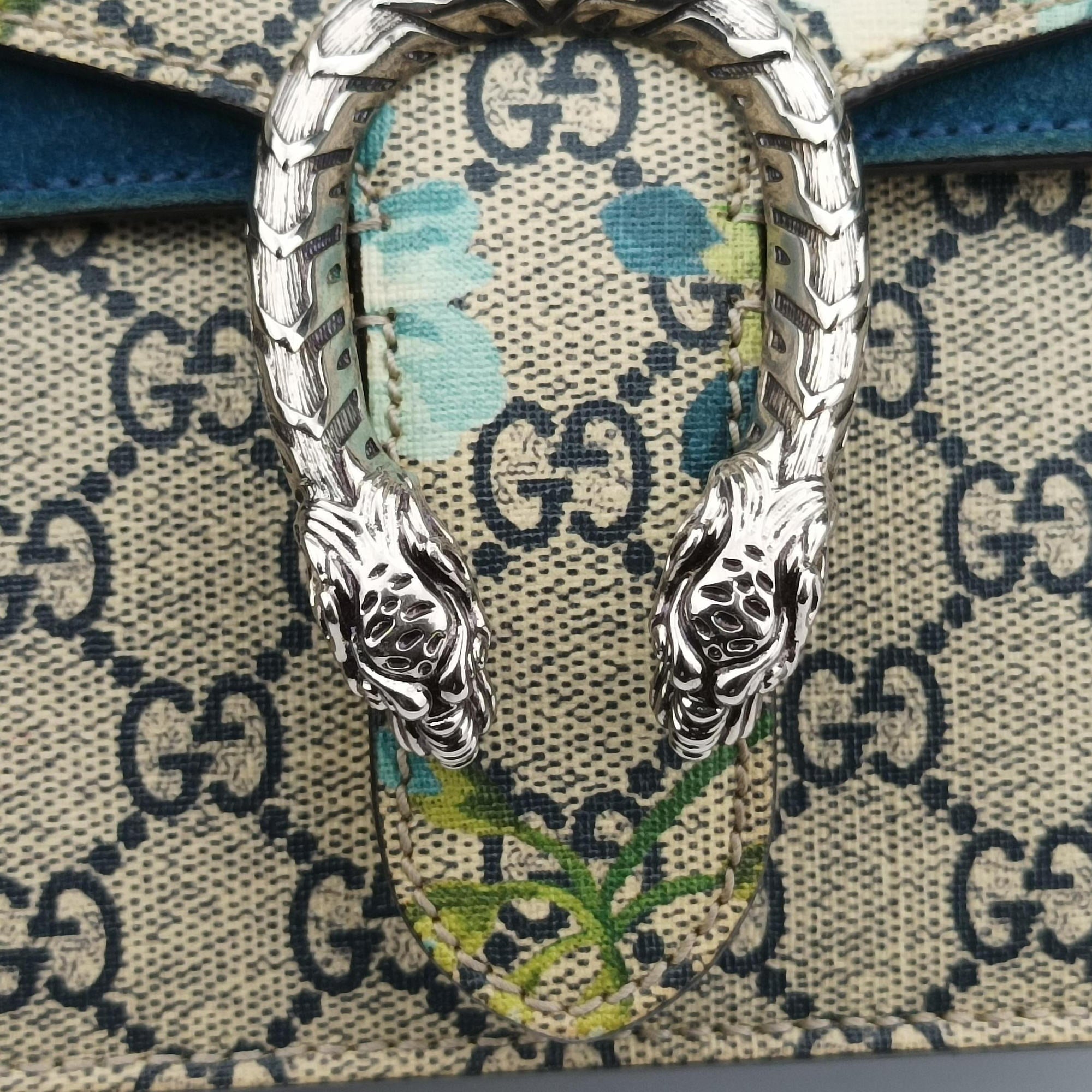 Pre-owned Gucci Dionysus Beige×blue×Multicolour PVC coated canvas × suede 421970 shoulderbag | stylenewstar