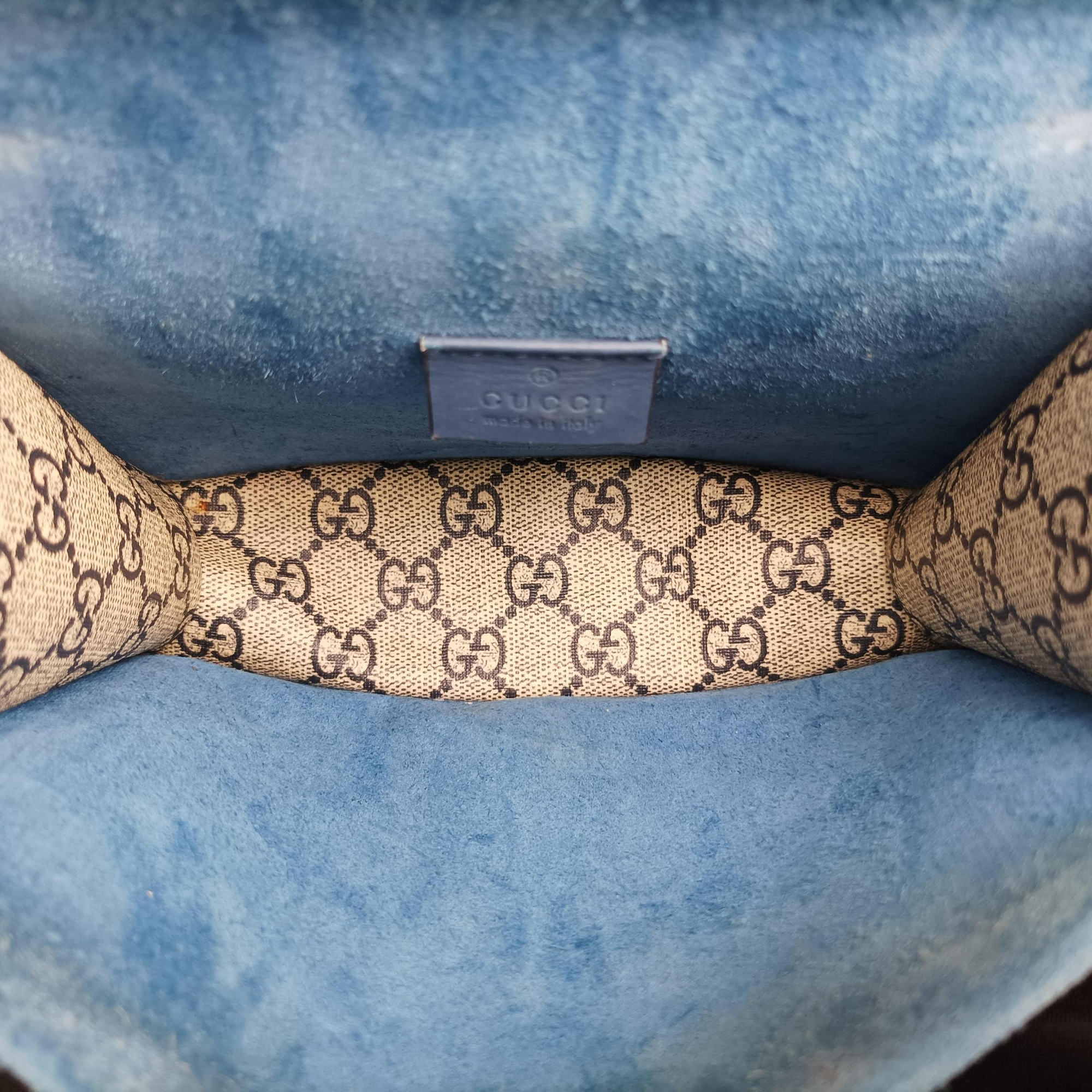 Pre-owned Gucci Dionysus Beige×blue×Multicolour PVC coated canvas × suede 421970 shoulderbag | stylenewstar