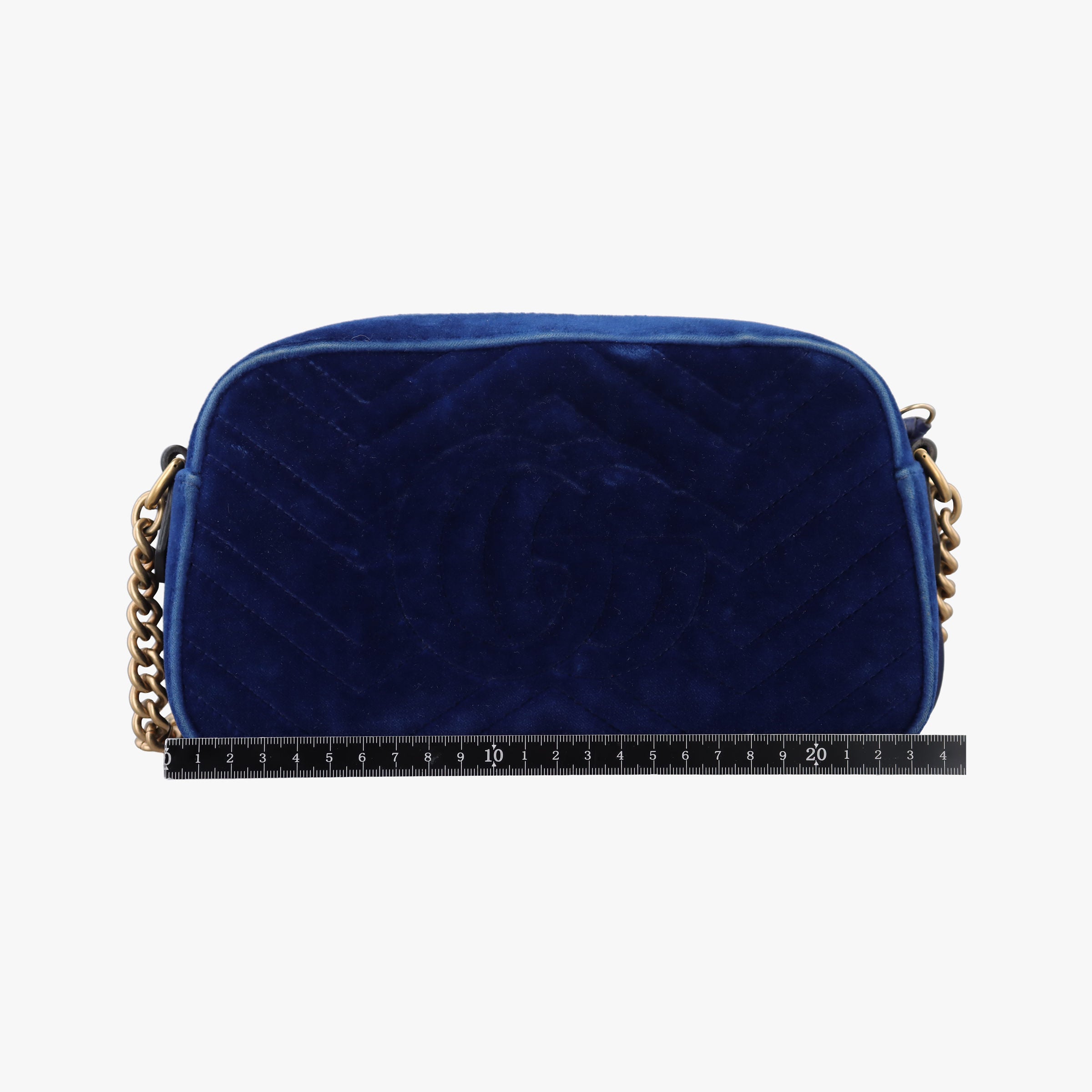 Pre-owned Gucci GG Marmont Blue velour 447632 shoulderbag | stylenewstar