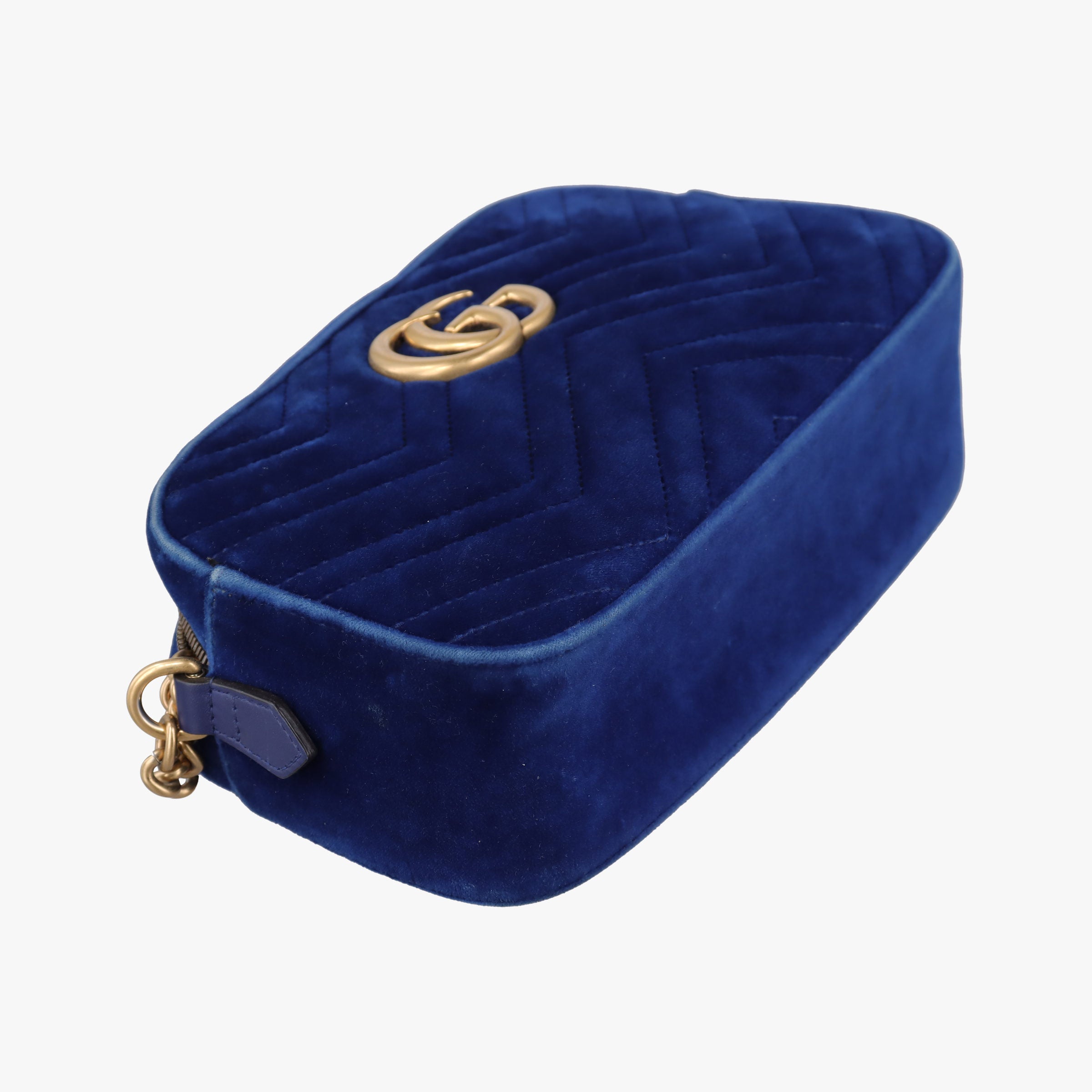 Pre-owned Gucci GG Marmont Blue velour 447632 shoulderbag | stylenewstar