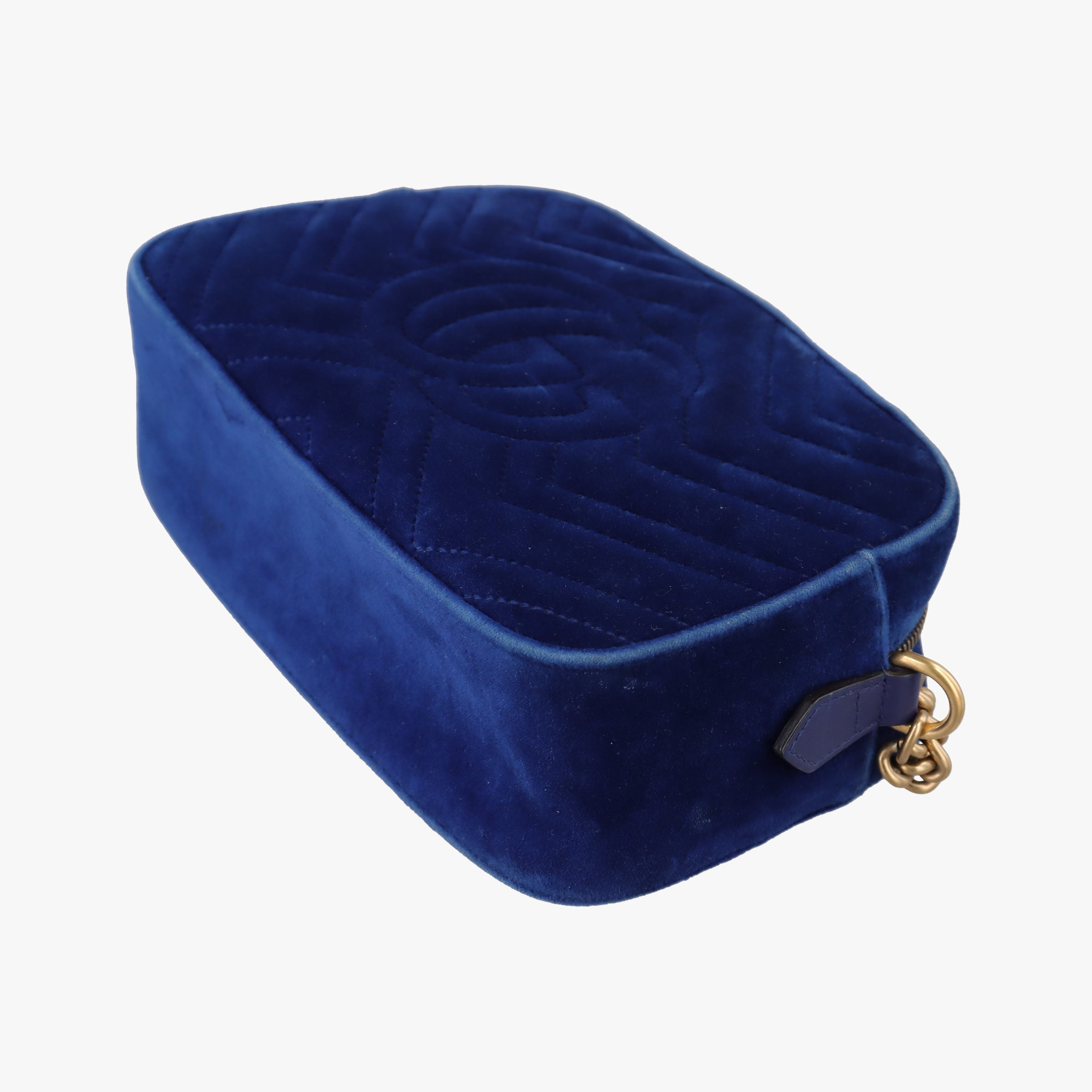 Pre-owned Gucci GG Marmont Blue velour 447632 shoulderbag | stylenewstar
