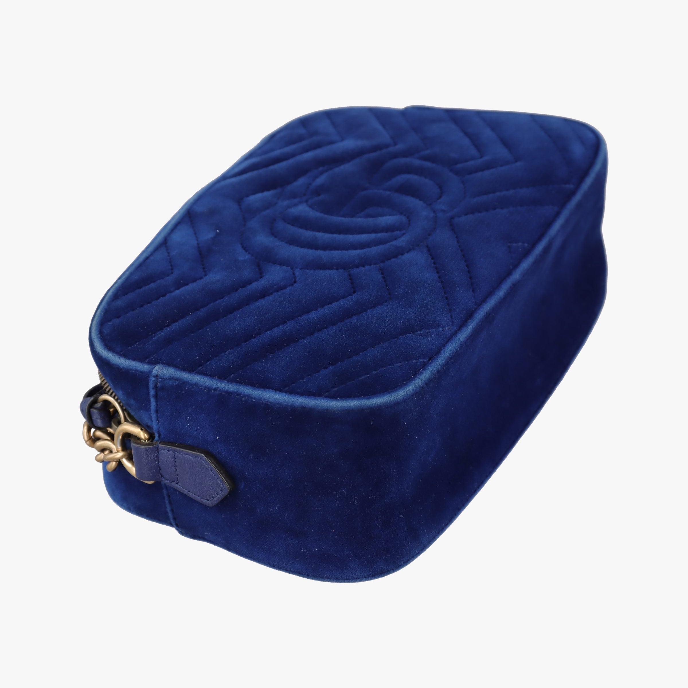Pre-owned Gucci GG Marmont Blue velour 447632 shoulderbag | stylenewstar