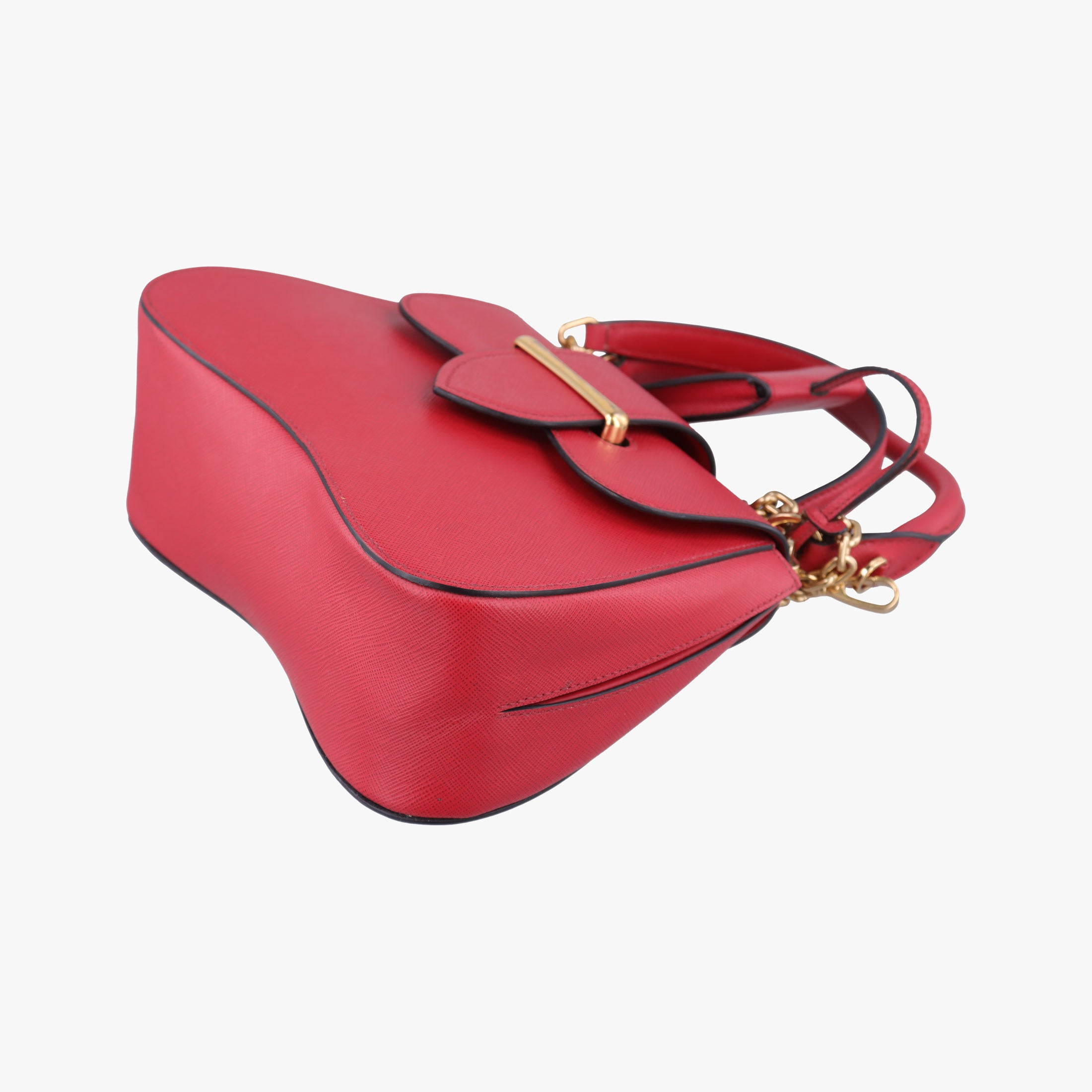 Pre-owned Prada Sidonie Red Saffiano Leather 1BN005 shoulderbag | stylenewstar