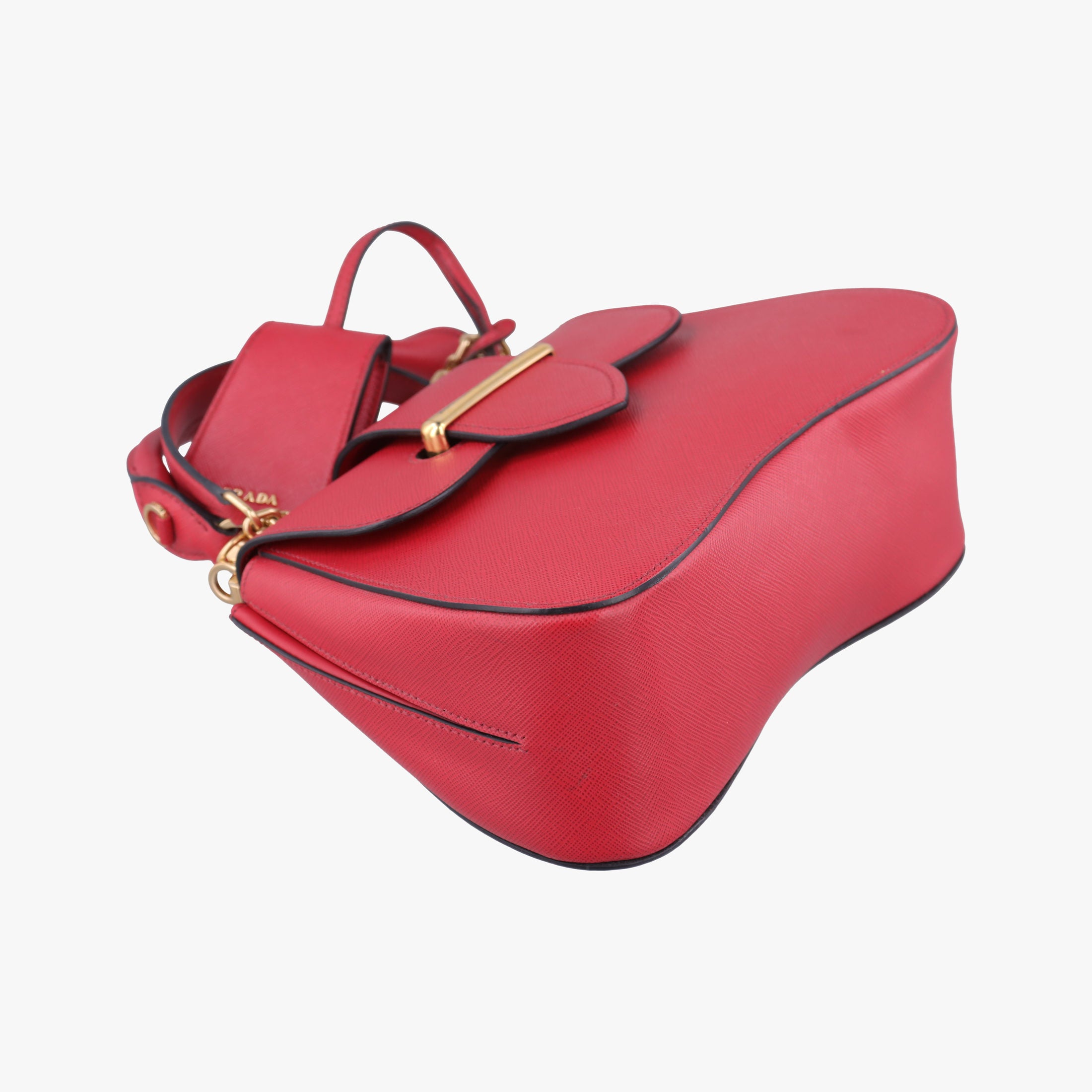 Pre-owned Prada Sidonie Red Saffiano Leather 1BN005 shoulderbag | stylenewstar