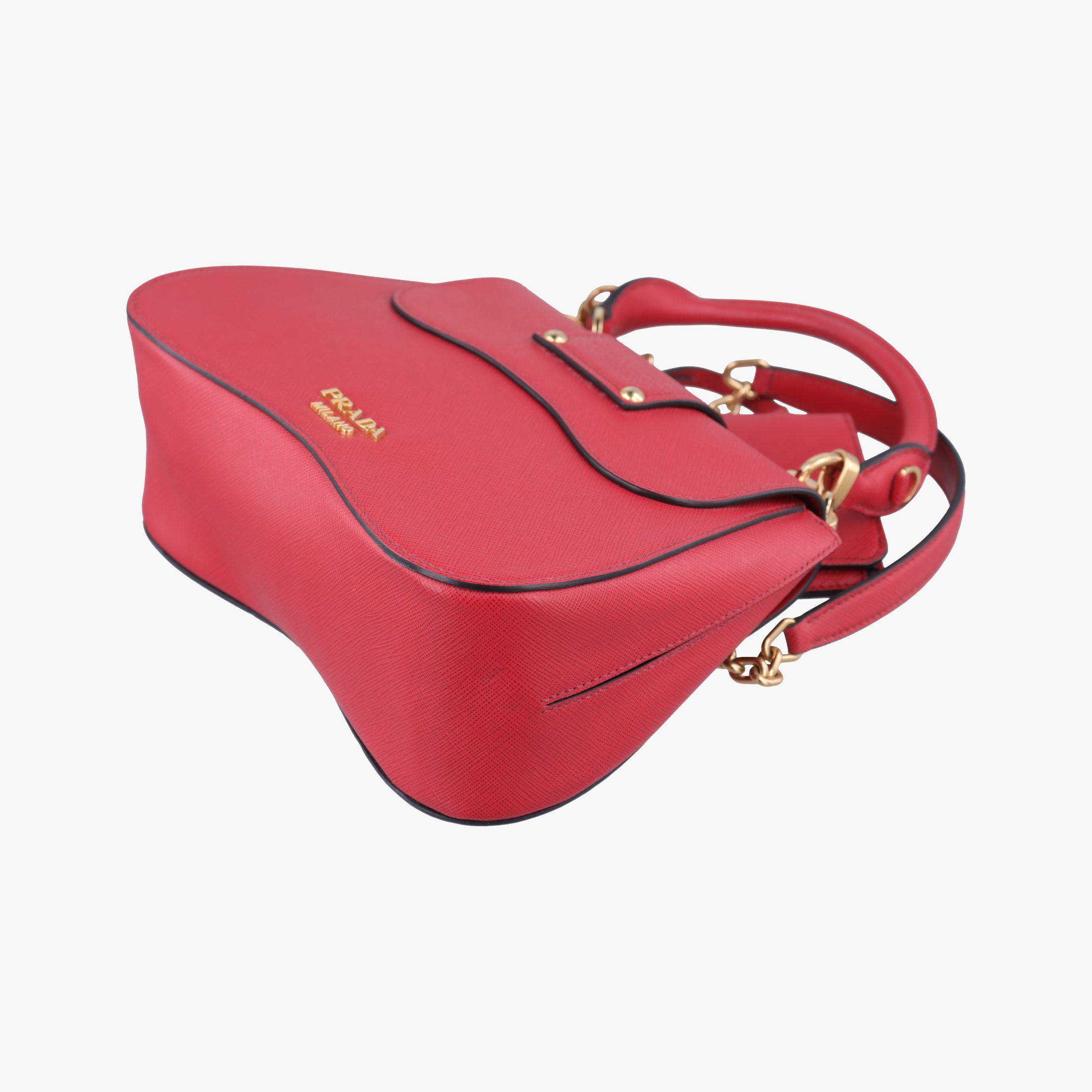 Pre-owned Prada Sidonie Red Saffiano Leather 1BN005 shoulderbag | stylenewstar