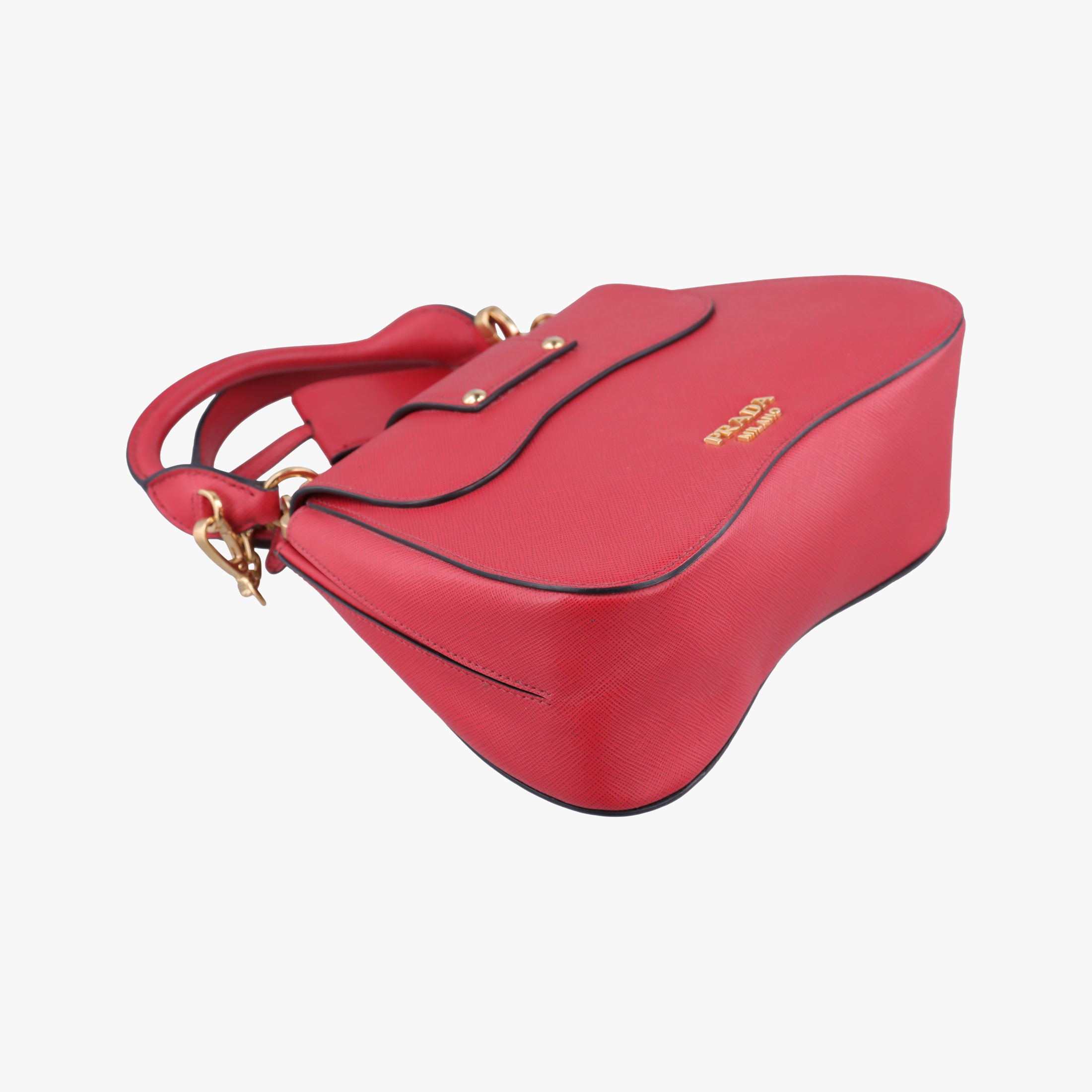 Pre-owned Prada Sidonie Red Saffiano Leather 1BN005 shoulderbag | stylenewstar