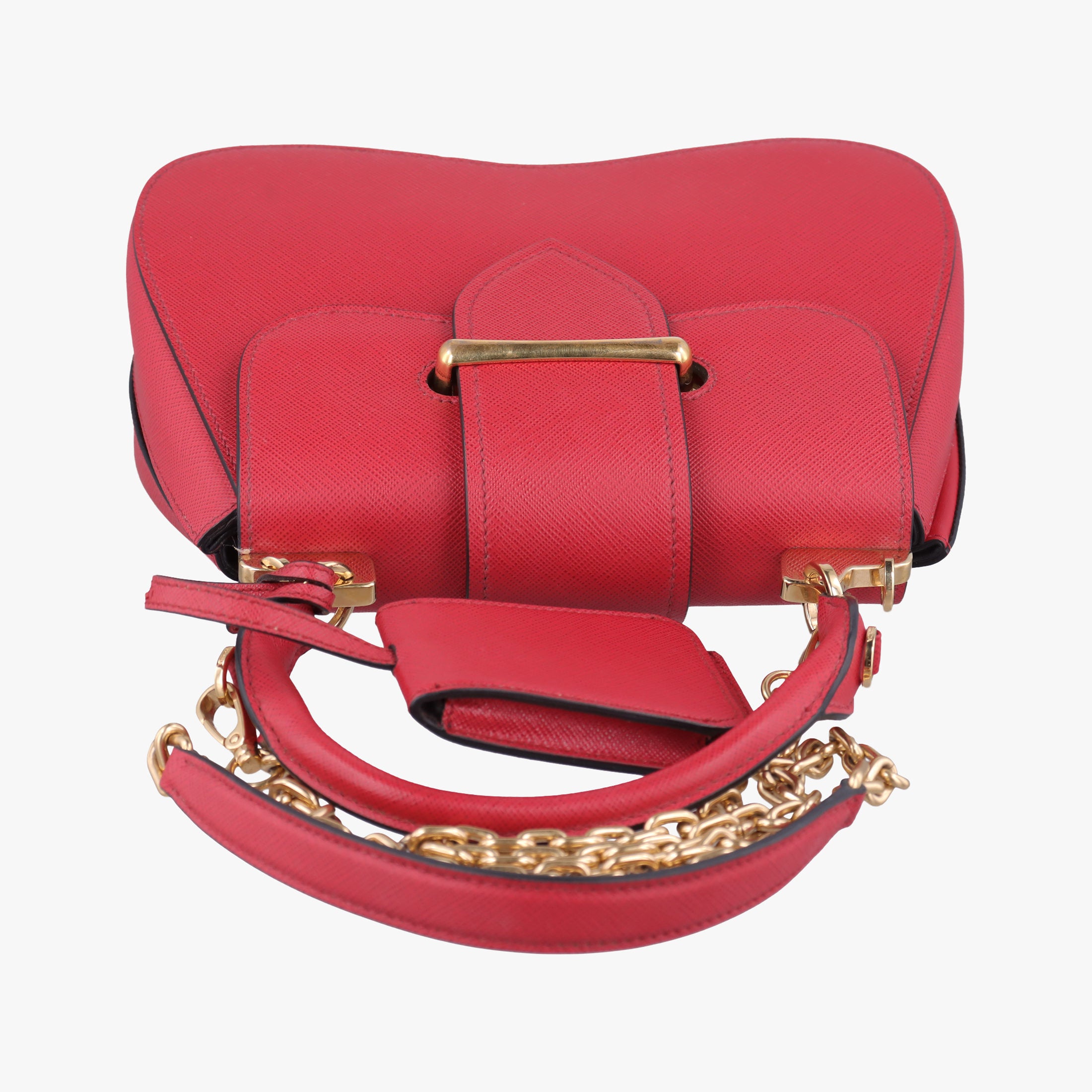 Pre-owned Prada Sidonie Red Saffiano Leather 1BN005 shoulderbag | stylenewstar