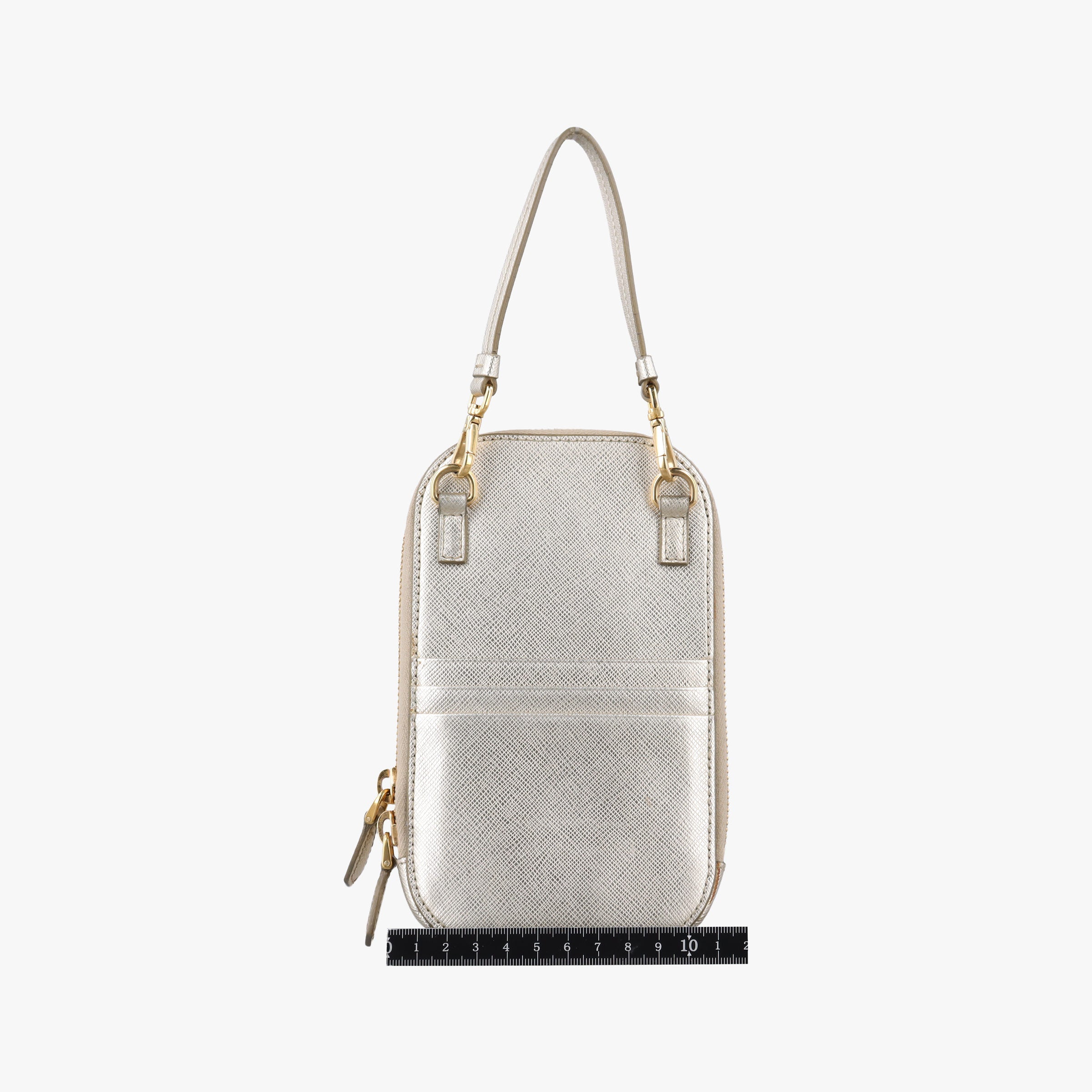 Secondhand Prada Triangle logo Golden Saffiano Leather 1DH030 shoulderbag | stylenewstar