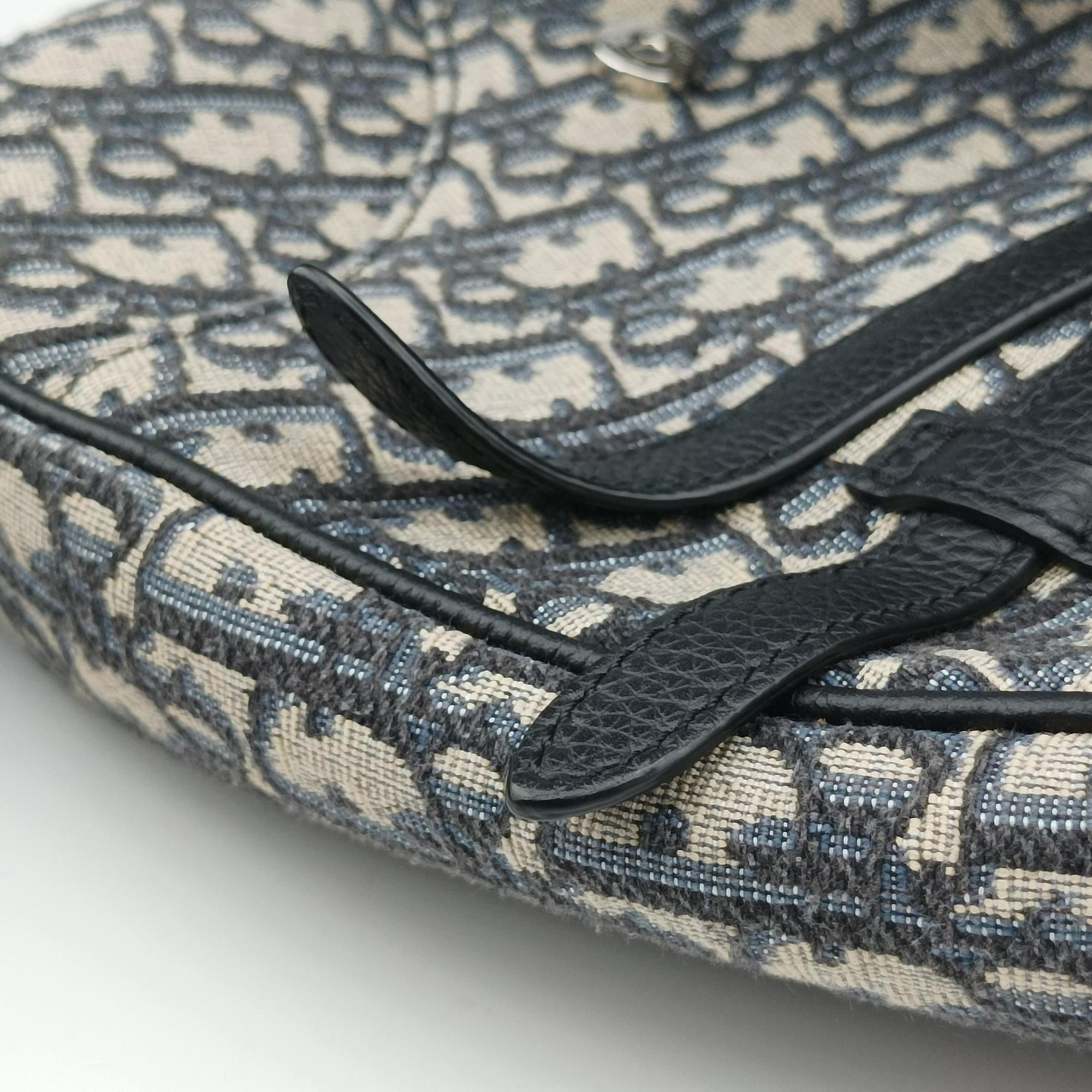Pre-owned Christian Dior Saddlebags Gray×Navy×Black Jacquard×Leather  crossbodybag | stylenewstar