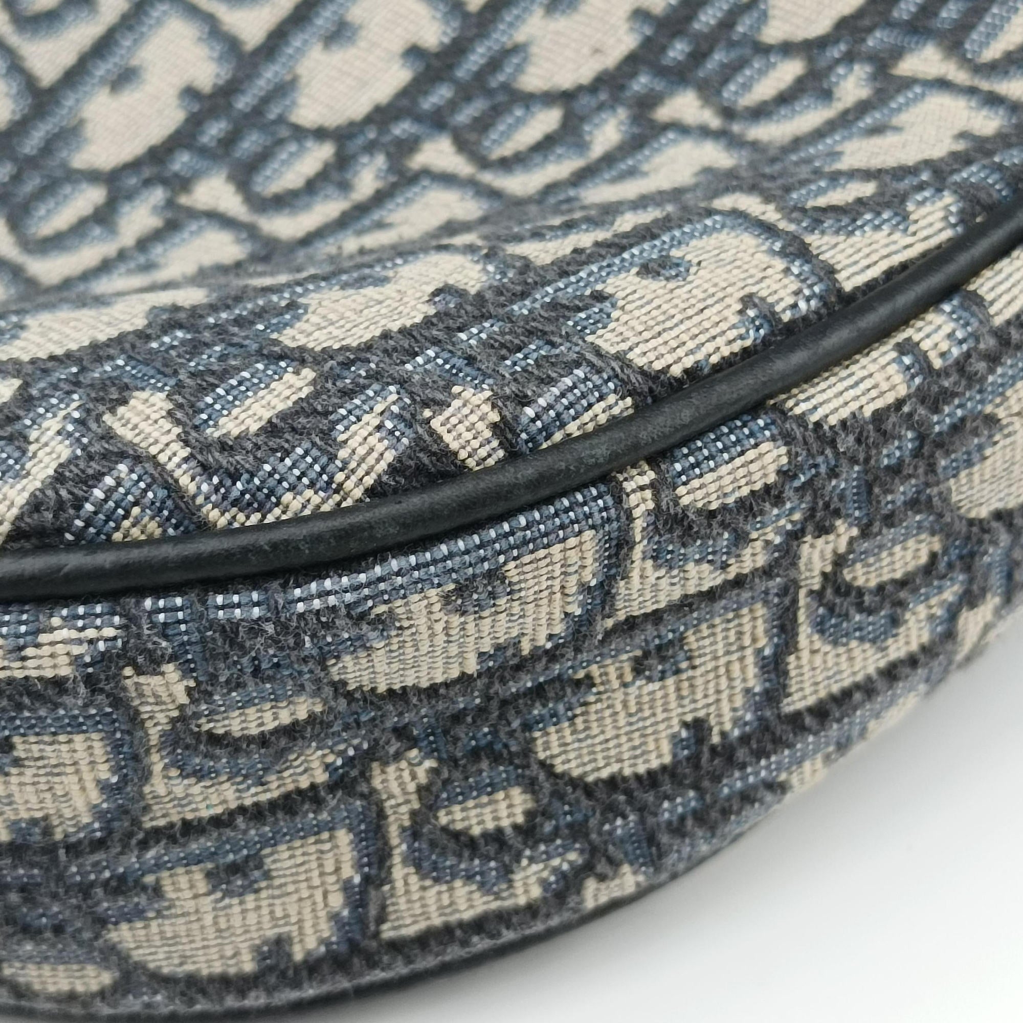 Pre-owned Christian Dior Saddlebags Gray×Navy×Black Jacquard×Leather  crossbodybag | stylenewstar