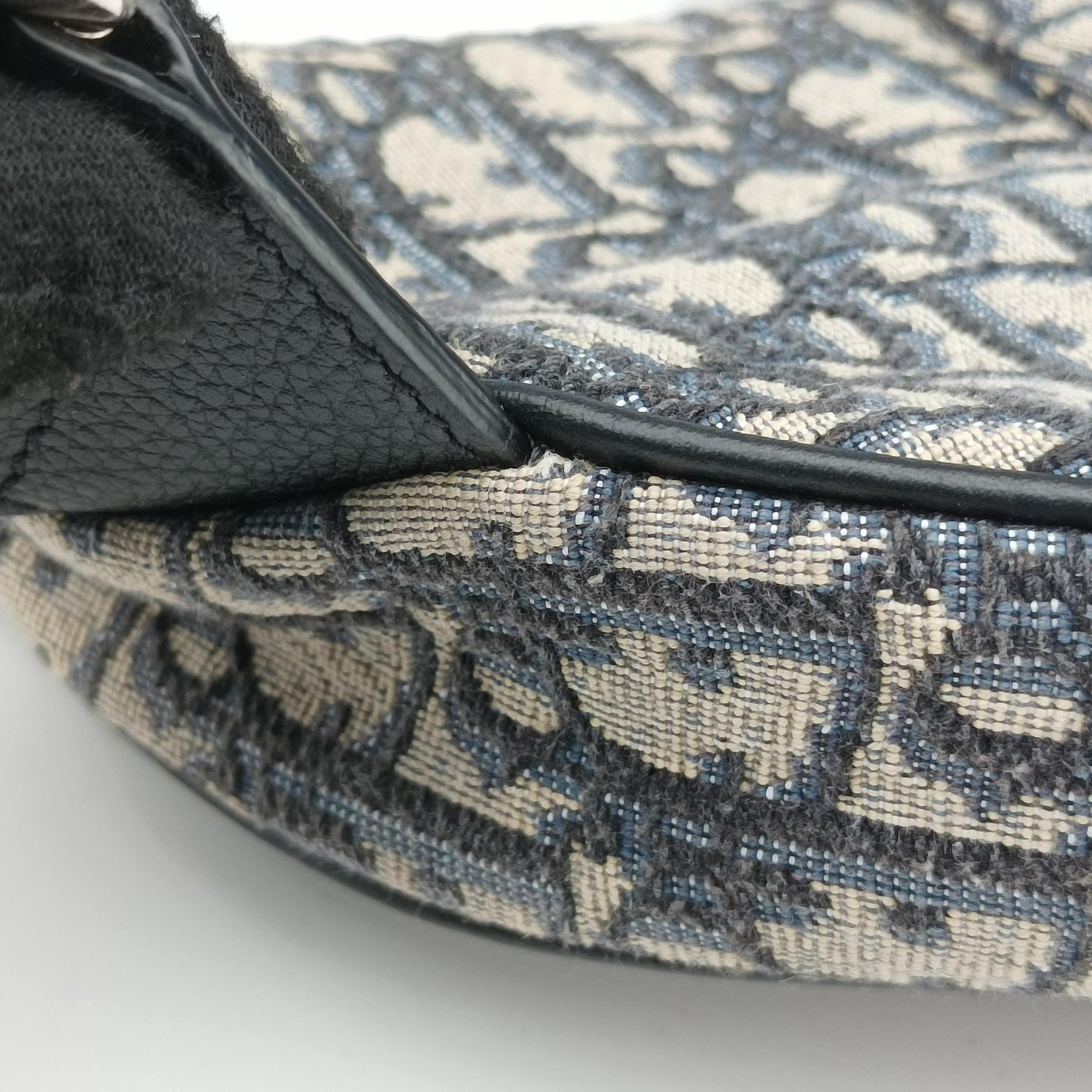 Pre-owned Christian Dior Saddlebags Gray×Navy×Black Jacquard×Leather  crossbodybag | stylenewstar