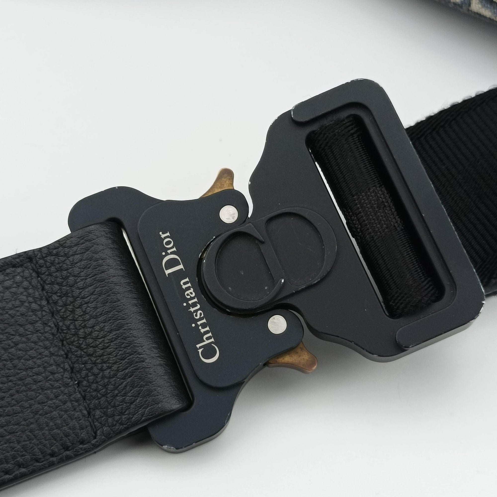 Pre-owned Christian Dior Saddlebags Gray×Navy×Black Jacquard×Leather  crossbodybag | stylenewstar