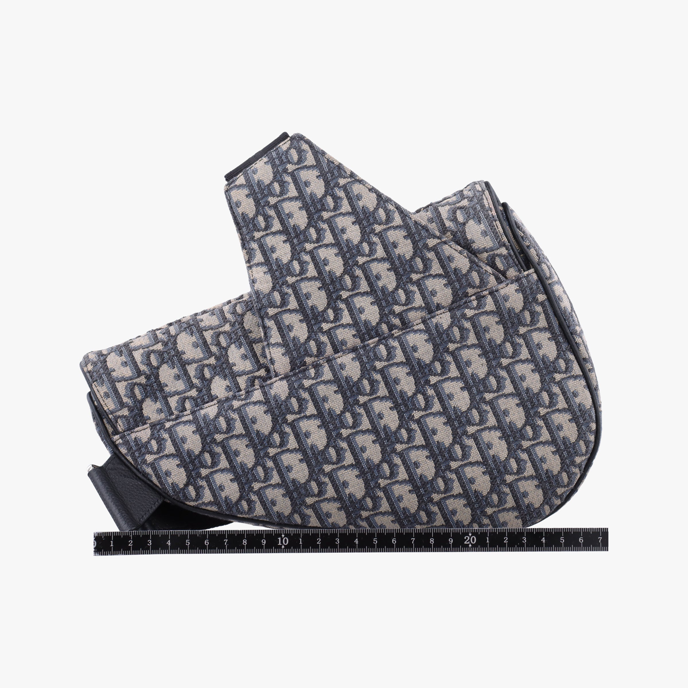 Pre-owned Christian Dior Saddlebags Gray×Navy×Black Jacquard×Leather  crossbodybag | stylenewstar