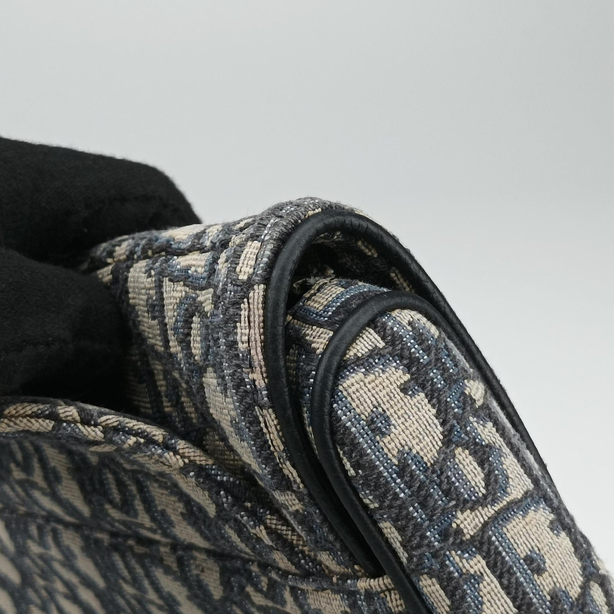 Pre-owned Christian Dior Saddlebags Gray×Navy×Black Jacquard×Leather  crossbodybag | stylenewstar