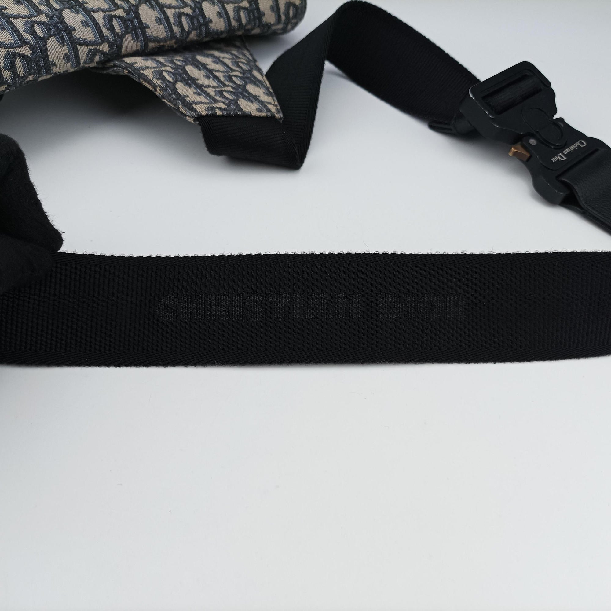 Pre-owned Christian Dior Saddlebags Gray×Navy×Black Jacquard×Leather  crossbodybag | stylenewstar