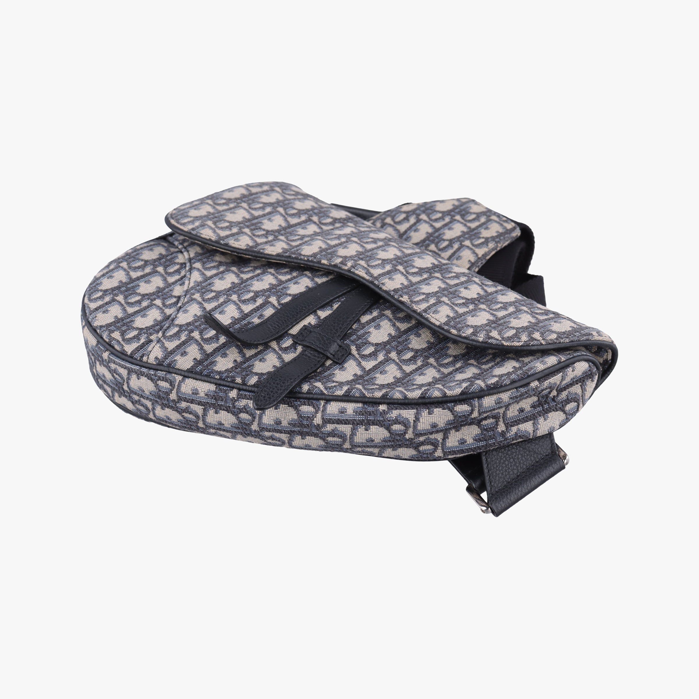 Pre-owned Christian Dior Saddlebags Gray×Navy×Black Jacquard×Leather  crossbodybag | stylenewstar