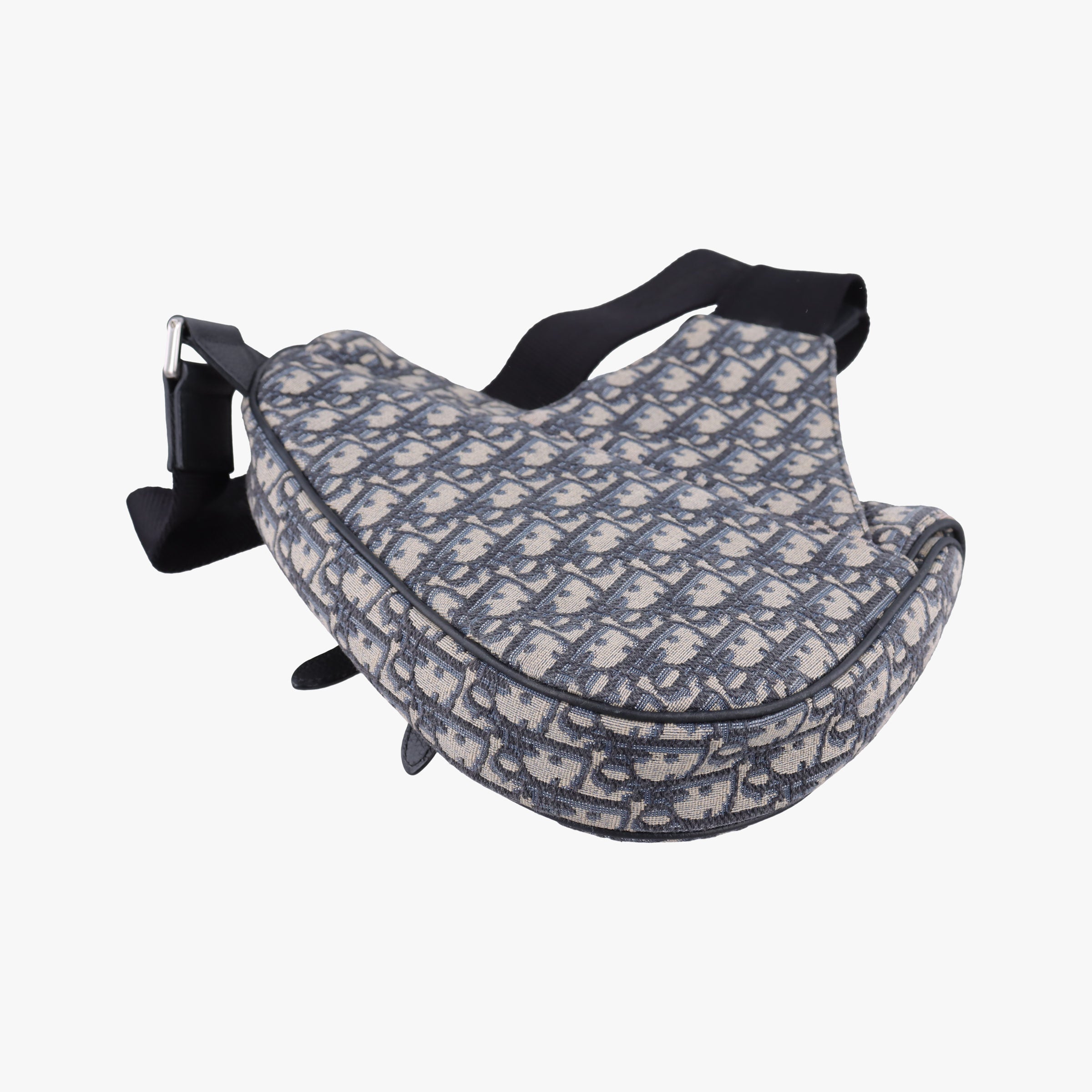 Pre-owned Christian Dior Saddlebags Gray×Navy×Black Jacquard×Leather  crossbodybag | stylenewstar