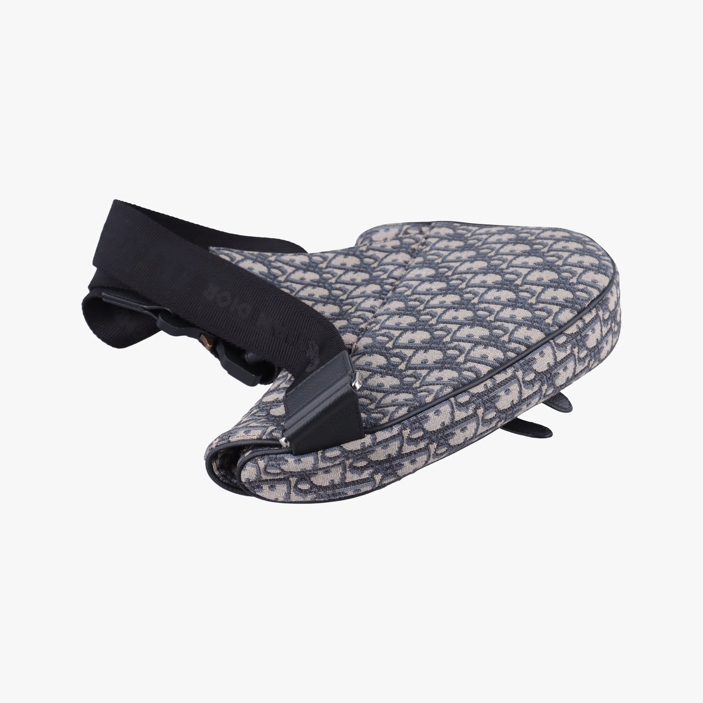 Pre-owned Christian Dior Saddlebags Gray×Navy×Black Jacquard×Leather  crossbodybag | stylenewstar