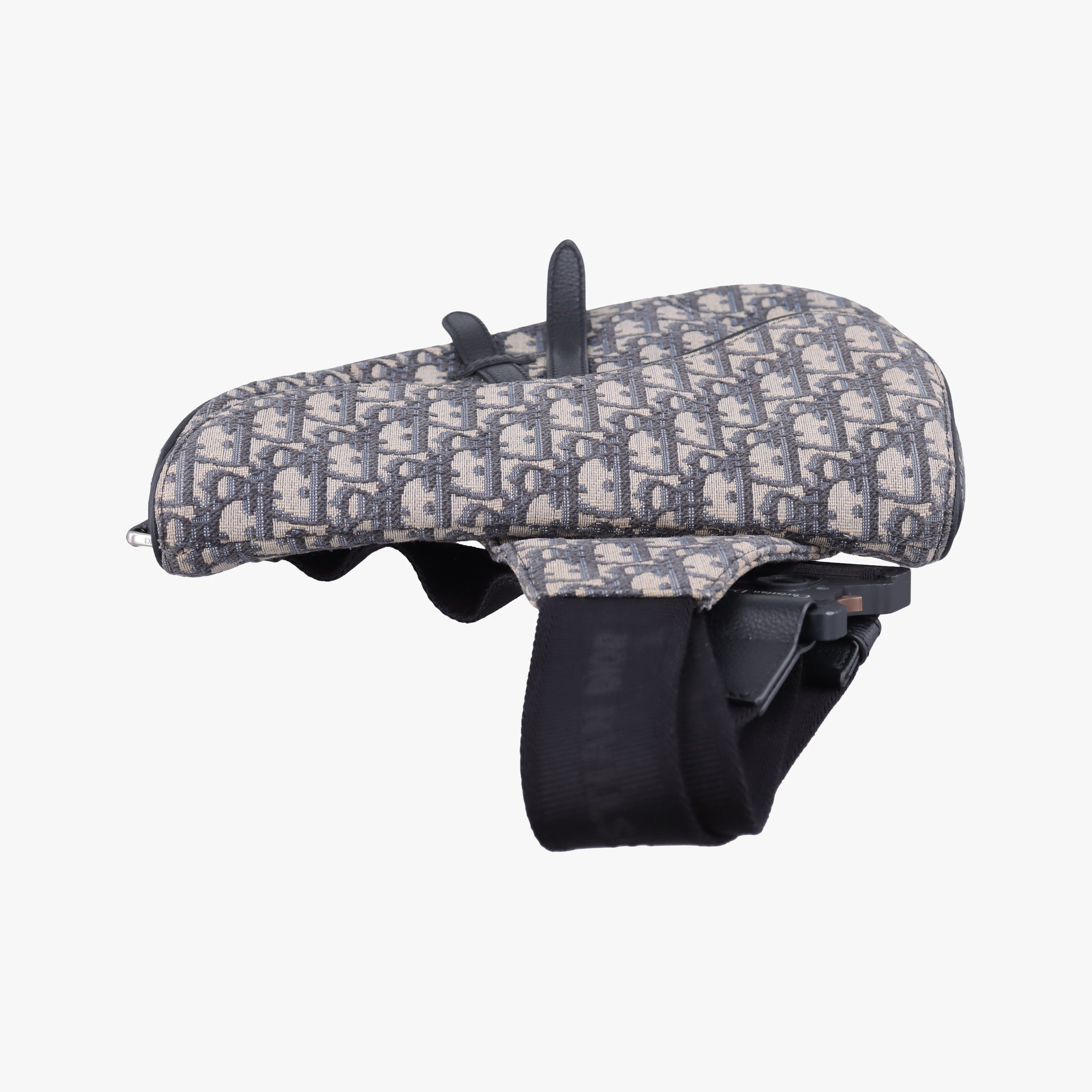 Pre-owned Christian Dior Saddlebags Gray×Navy×Black Jacquard×Leather  crossbodybag | stylenewstar