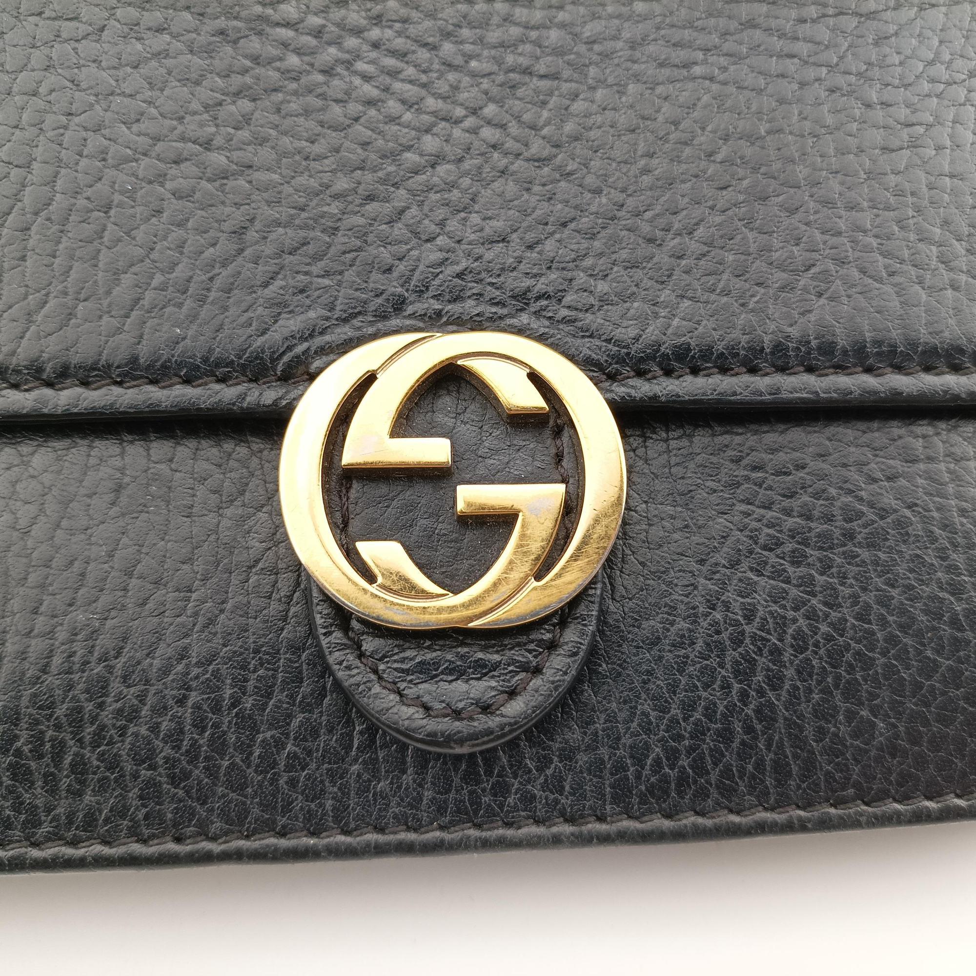 Vintage Gucci Interlocking G Black Leather 510314 shoulderbag | stylenewstar