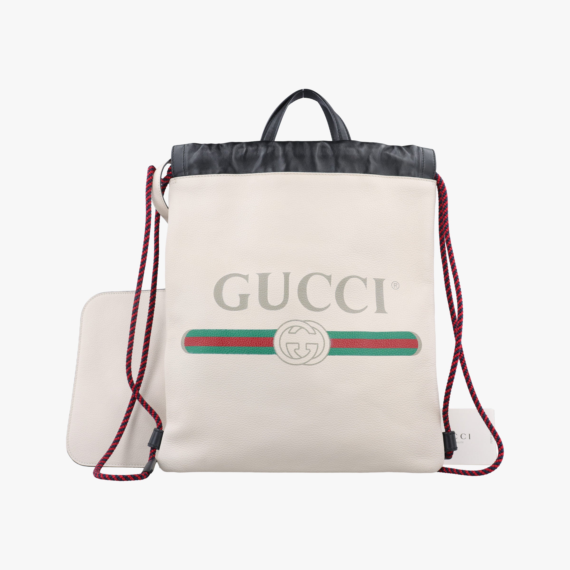 Pre-owned Gucci Gucci print White Leather 523586 backpack/rucksack | stylenewstar