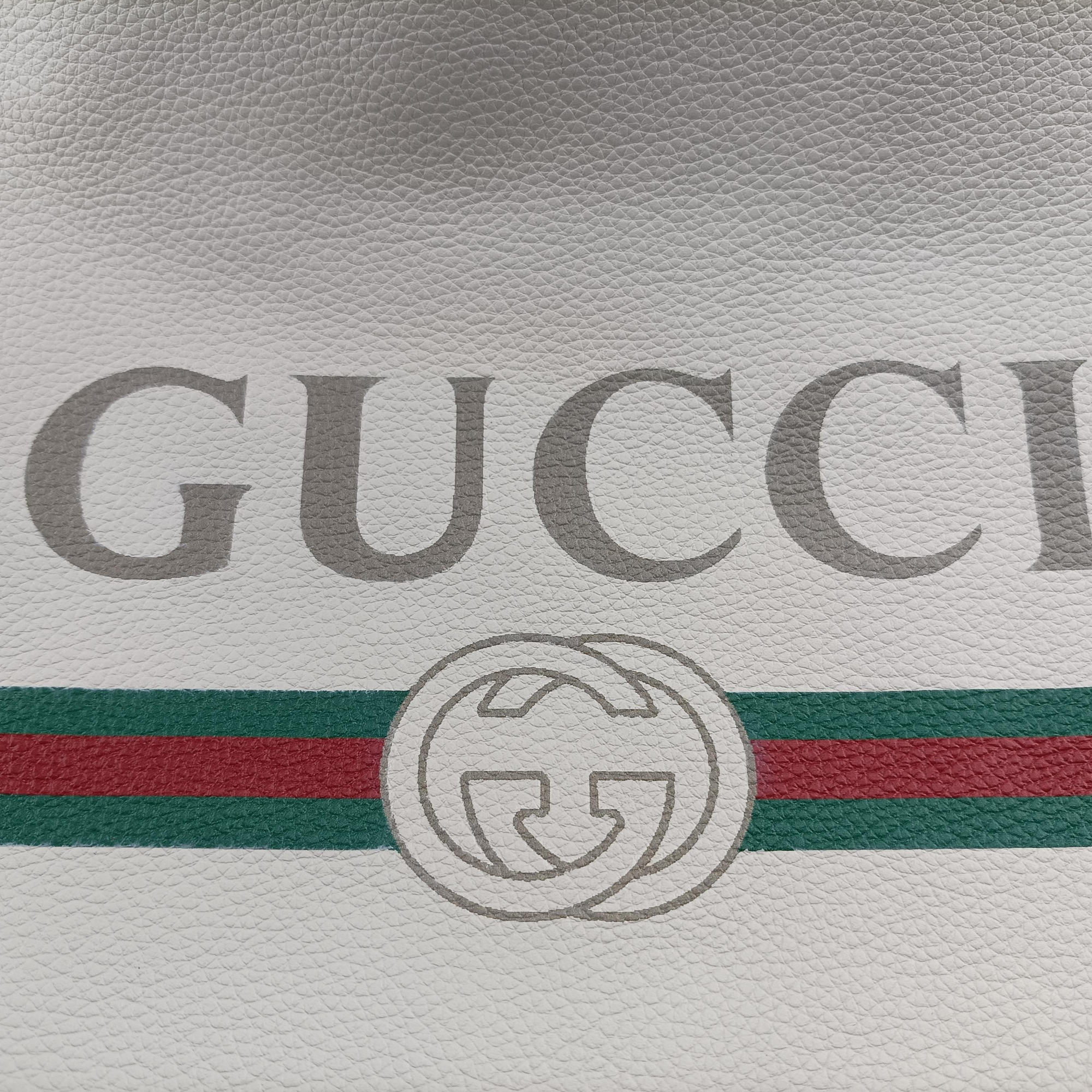 Pre-owned Gucci Gucci print White Leather 523586 backpack/rucksack | stylenewstar