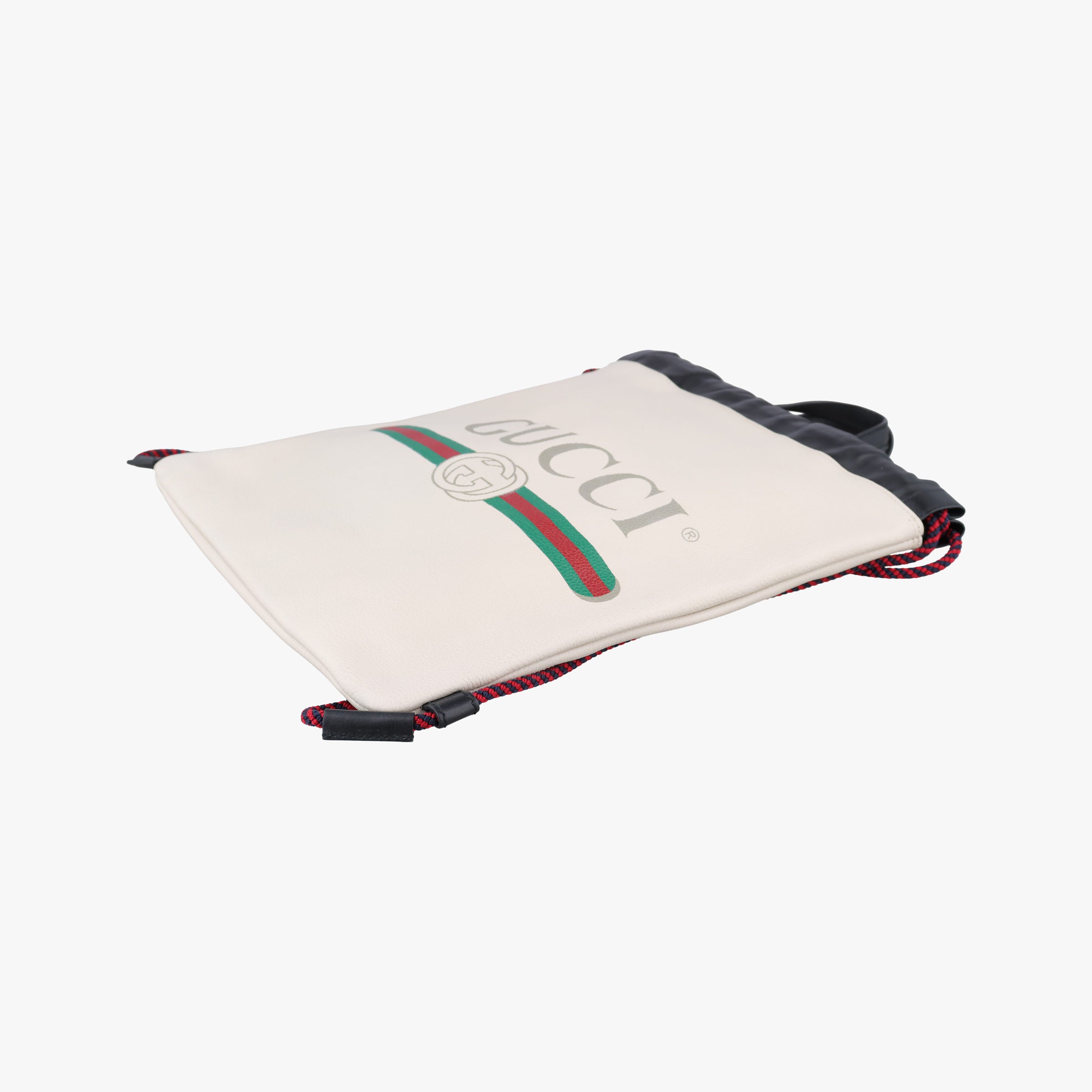 Pre-owned Gucci Gucci print White Leather 523586 backpack/rucksack | stylenewstar