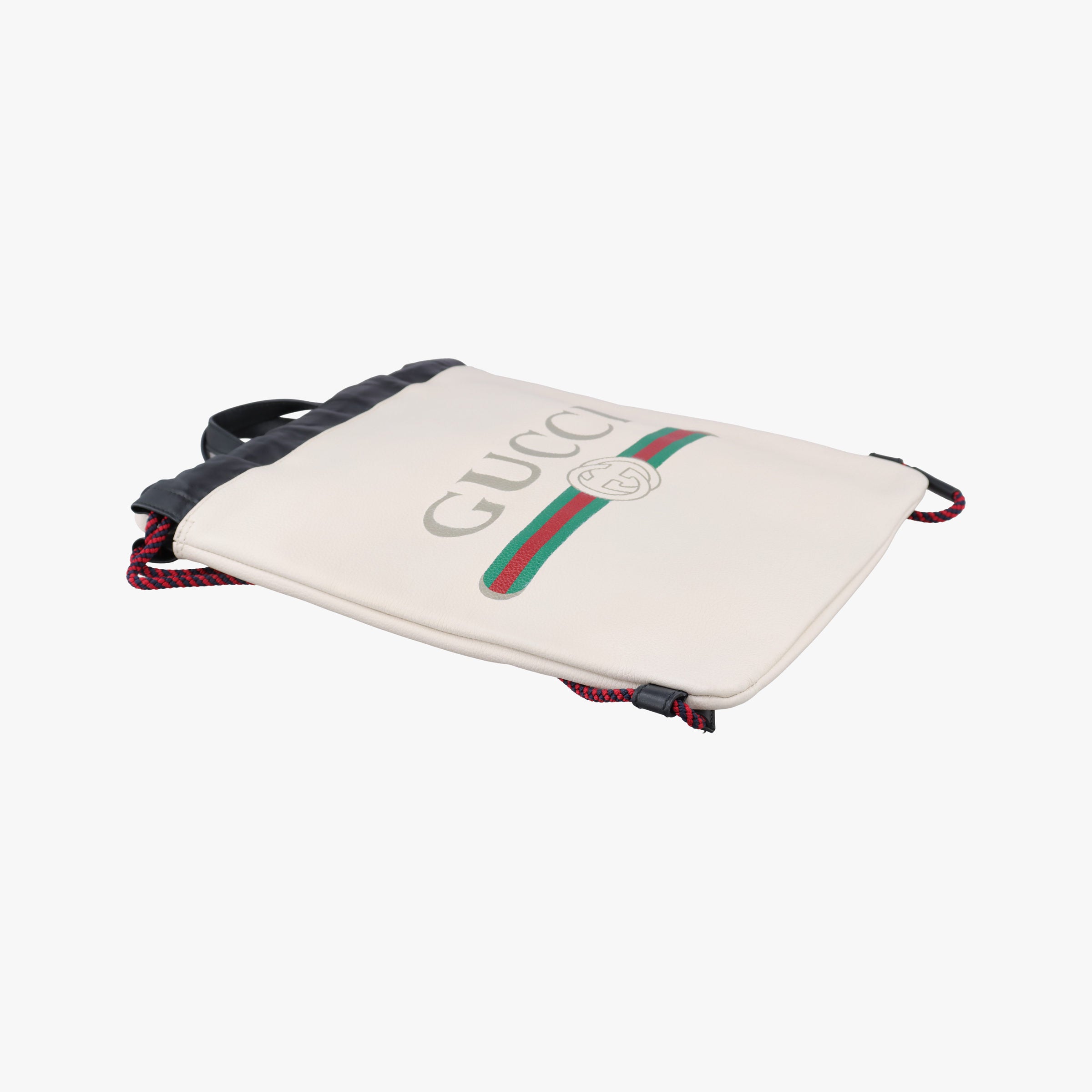 Pre-owned Gucci Gucci print White Leather 523586 backpack/rucksack | stylenewstar