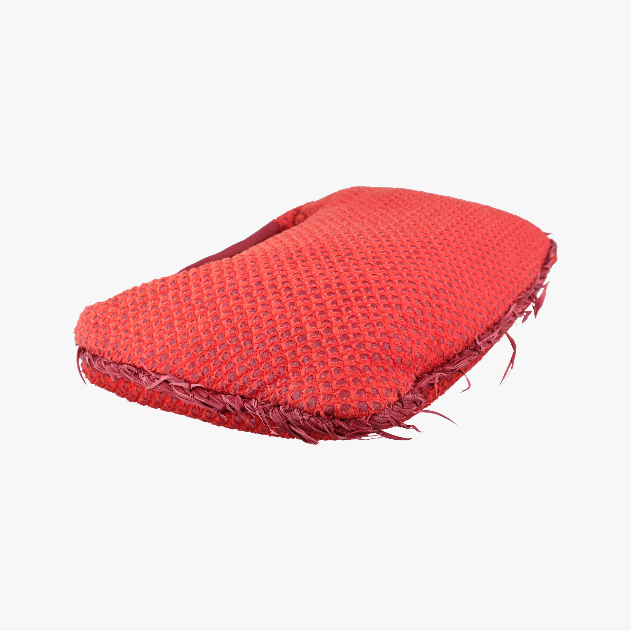 Pre-owned Bottega Veneta Ponza  Belly Veneta Cardinal Red Leather × Silk 226343 handbag | stylenewstar